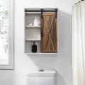 BDBADMEBRWRO Sliding Barn Door White & Oak Wall Cabinet