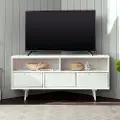 W52IV3DCRNWH Ivy Mid Century 52 White Corner TV Stand