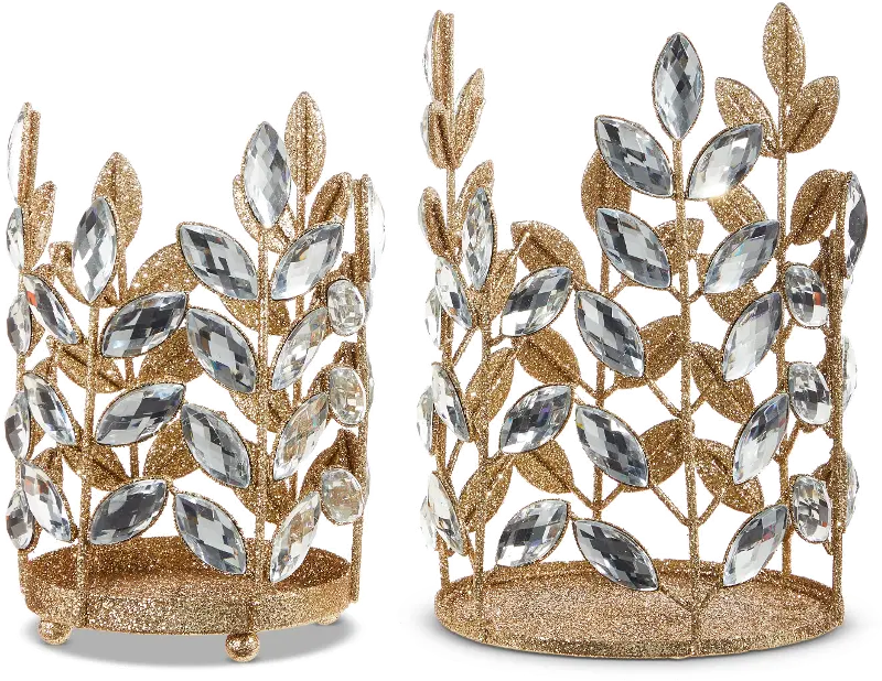 Large Candle Holder With Gold Glitter