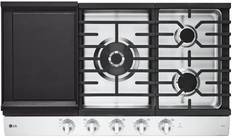 LG 36 Inch Gas Cooktop with Griddle - Stainless Steel