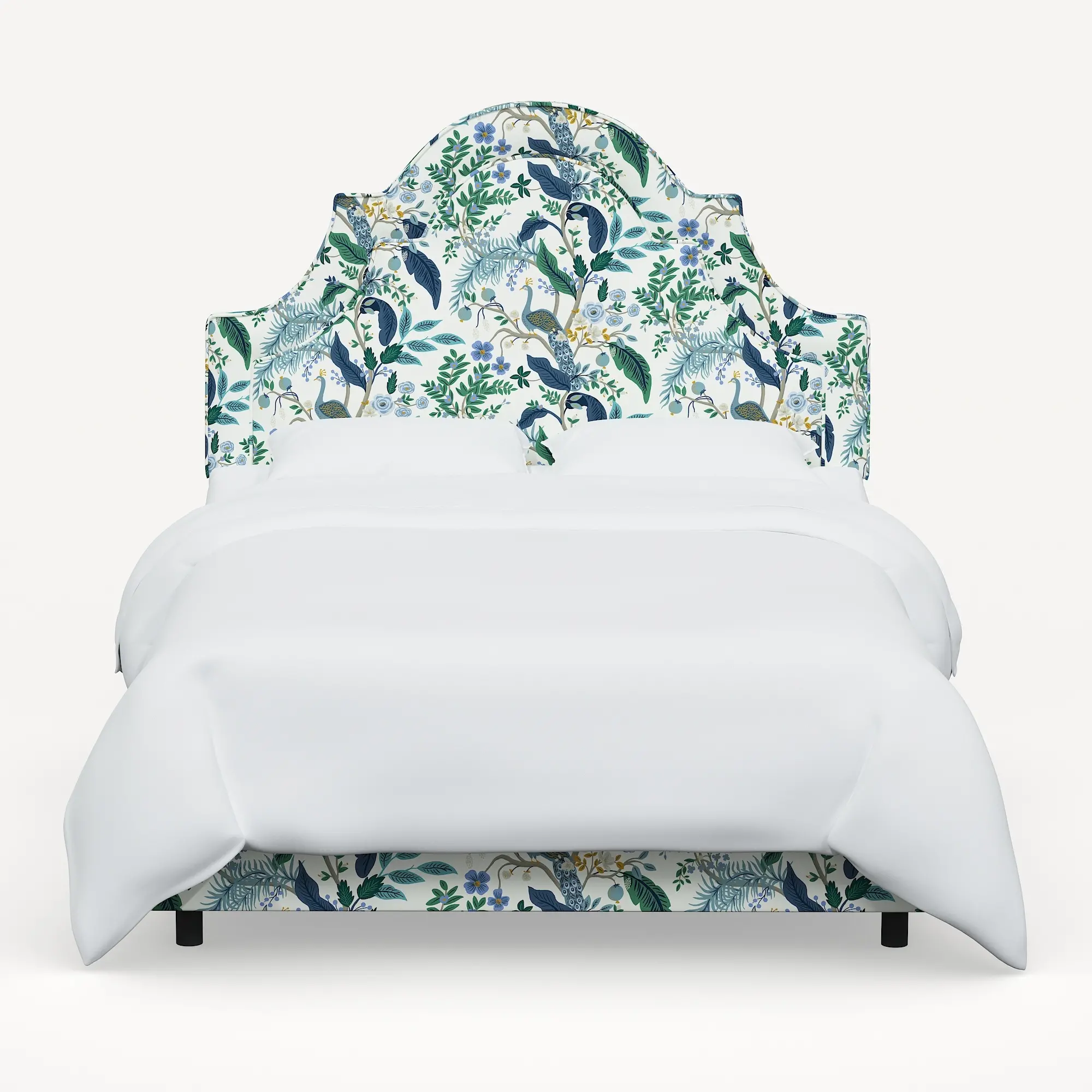 182BEDRPCPCBLWHLCB Rifle Paper Co. Marion Blue Peacock Queen Bed-1