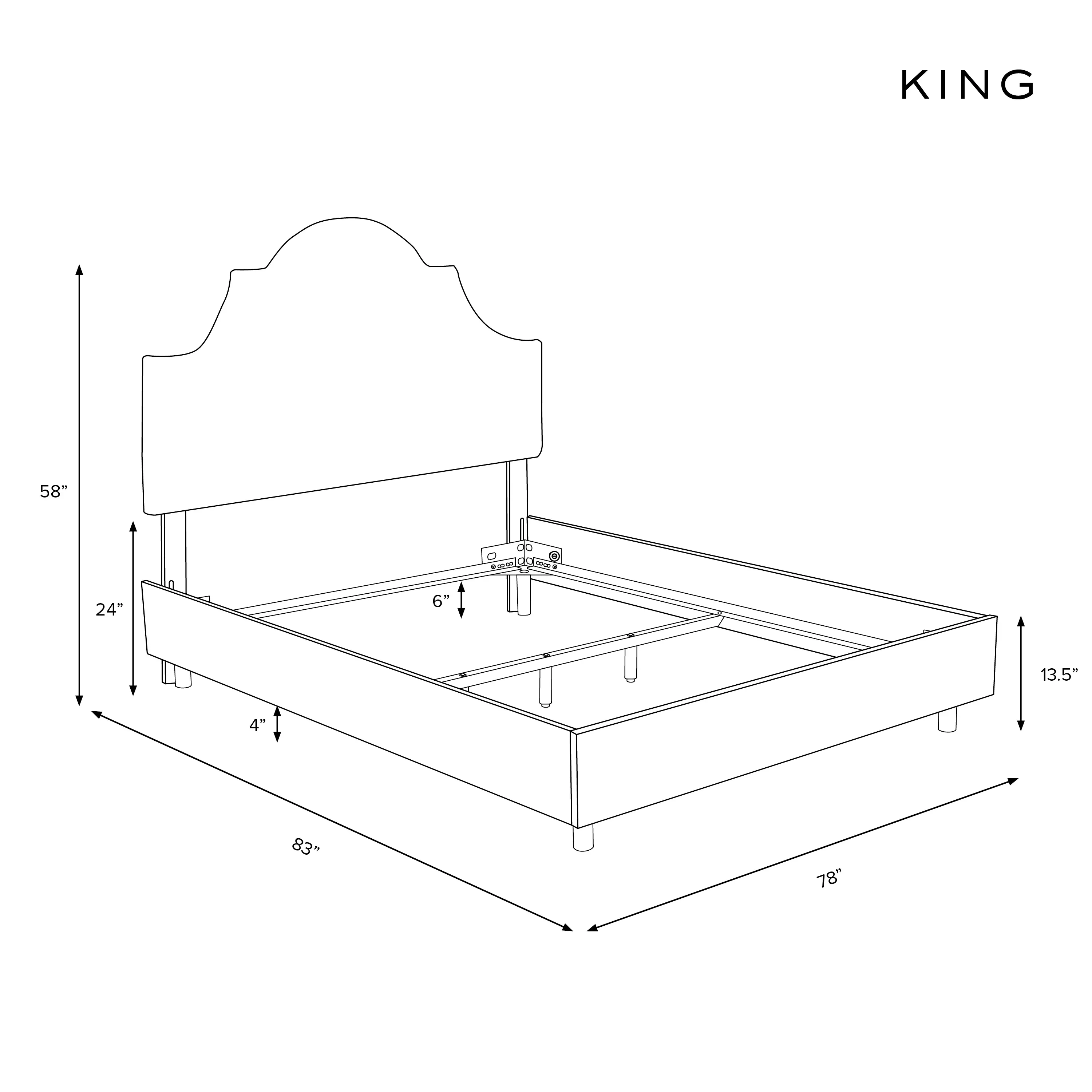 183BEDRPCCNBLCRMLCB Rifle Paper Co. Marion Canopy Black & Cream King Bed-4