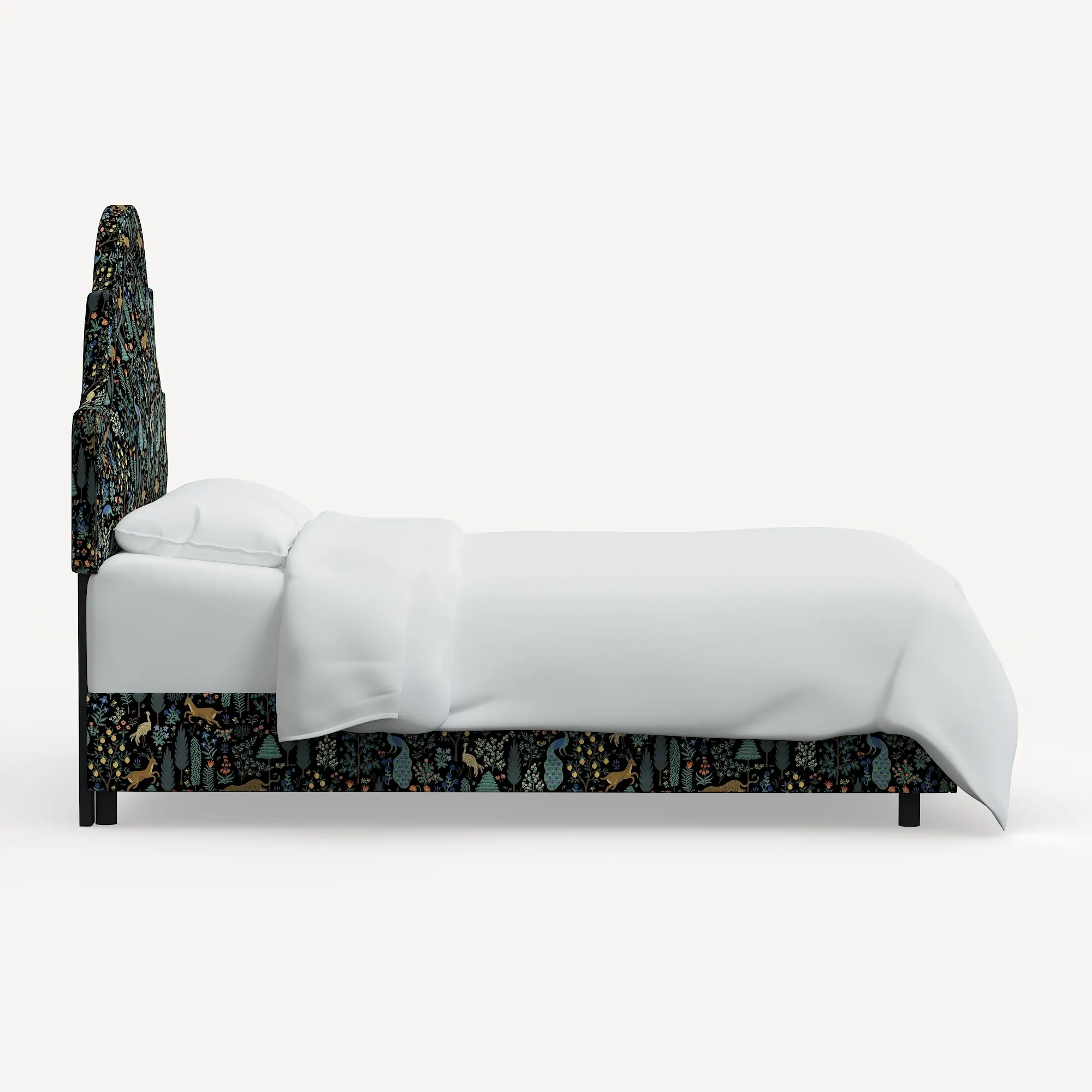 182BEDRPCMNBLKLCB Rifle Paper Co Marion Menagerie Black Queen Bed-3