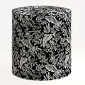 90-2RPCCNBLCRMLCB Rifle Paper Co. Billie Canopy Black & Cream Round Ottoman