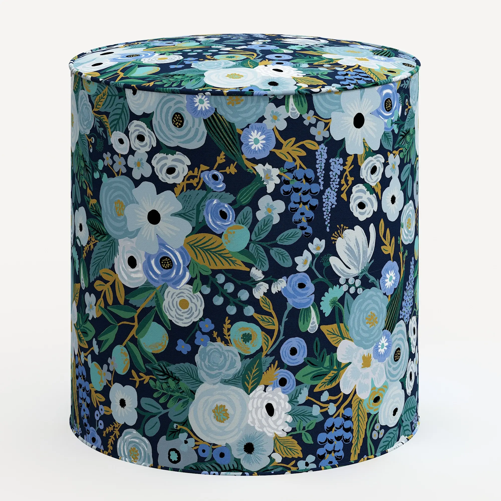 90-2RPCGRPRBLULCB Rifle Paper Co. Billie Garden Party Blue Round Ottoman-1
