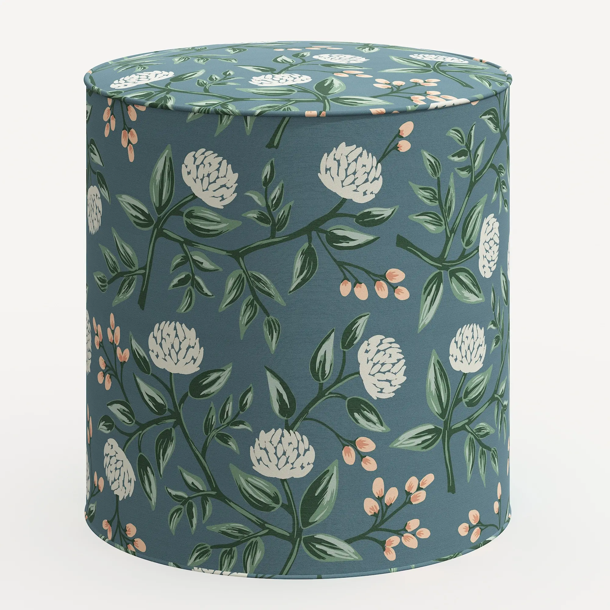90-2RPCPNEMRLCB Rifle Paper Co. Billie Emerald Peonies Round Ottoman-1