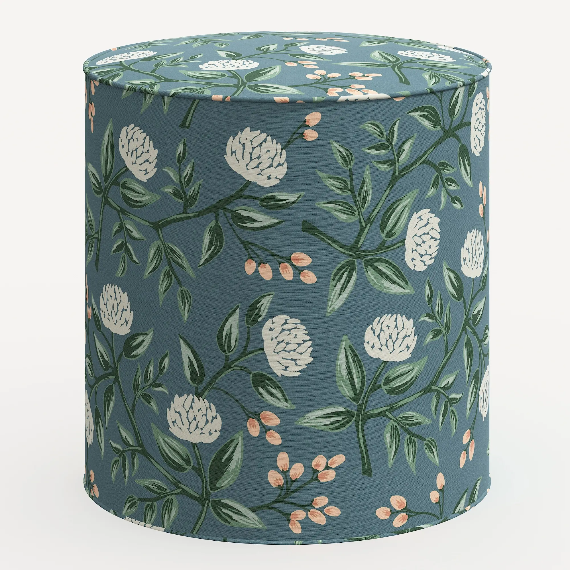 90-2RPCPNEMRLCB Rifle Paper Co. Billie Emerald Peonies Round Ottoman-2