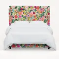 970BEDRPCGRPRTLCB Rifle Paper Co Hawthorne Garden Party Pink Twin Wingback Bed