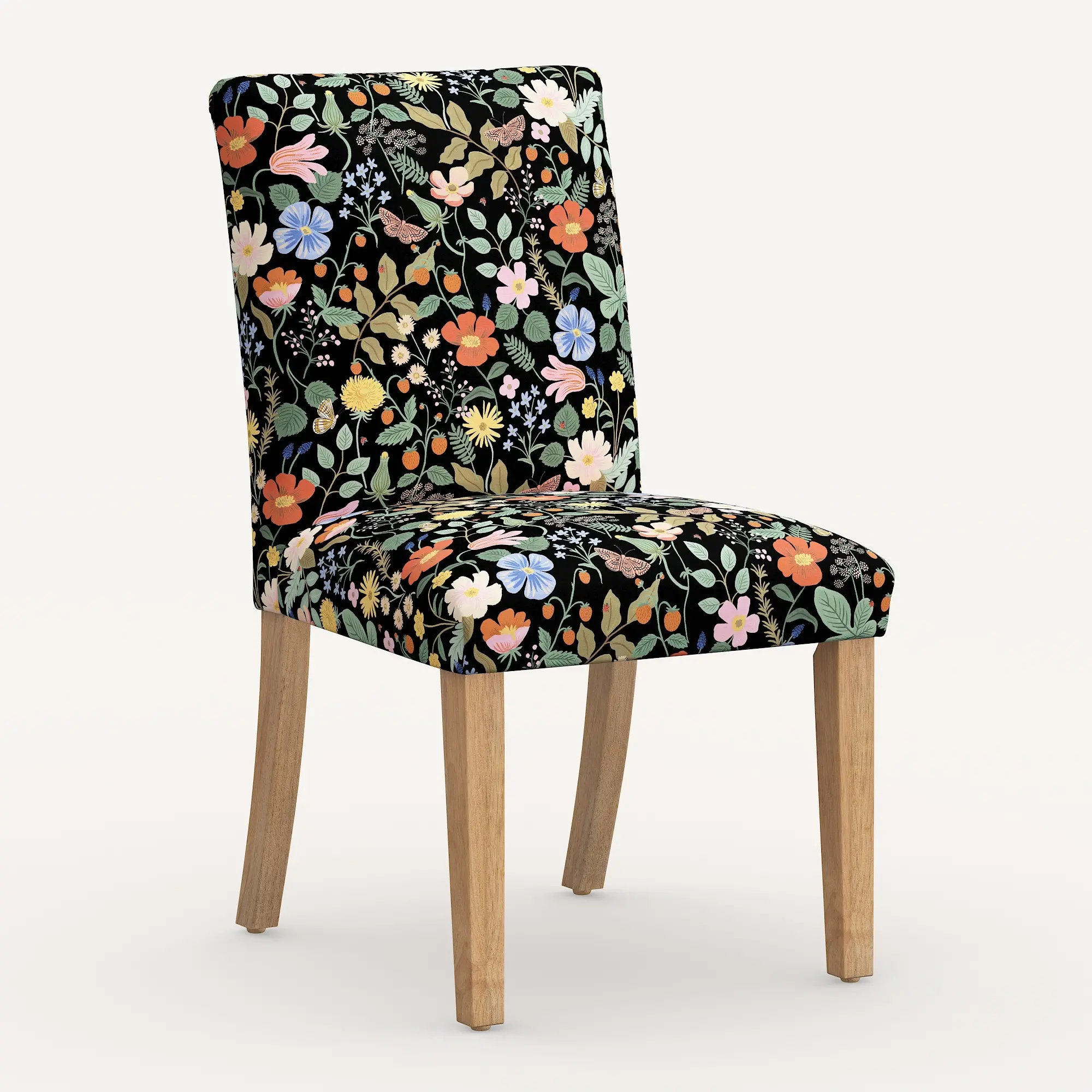 63-6NATRPCSTFLBLKLCB Rifle Paper Co. Black Strawberry Fields Dining Chair-1