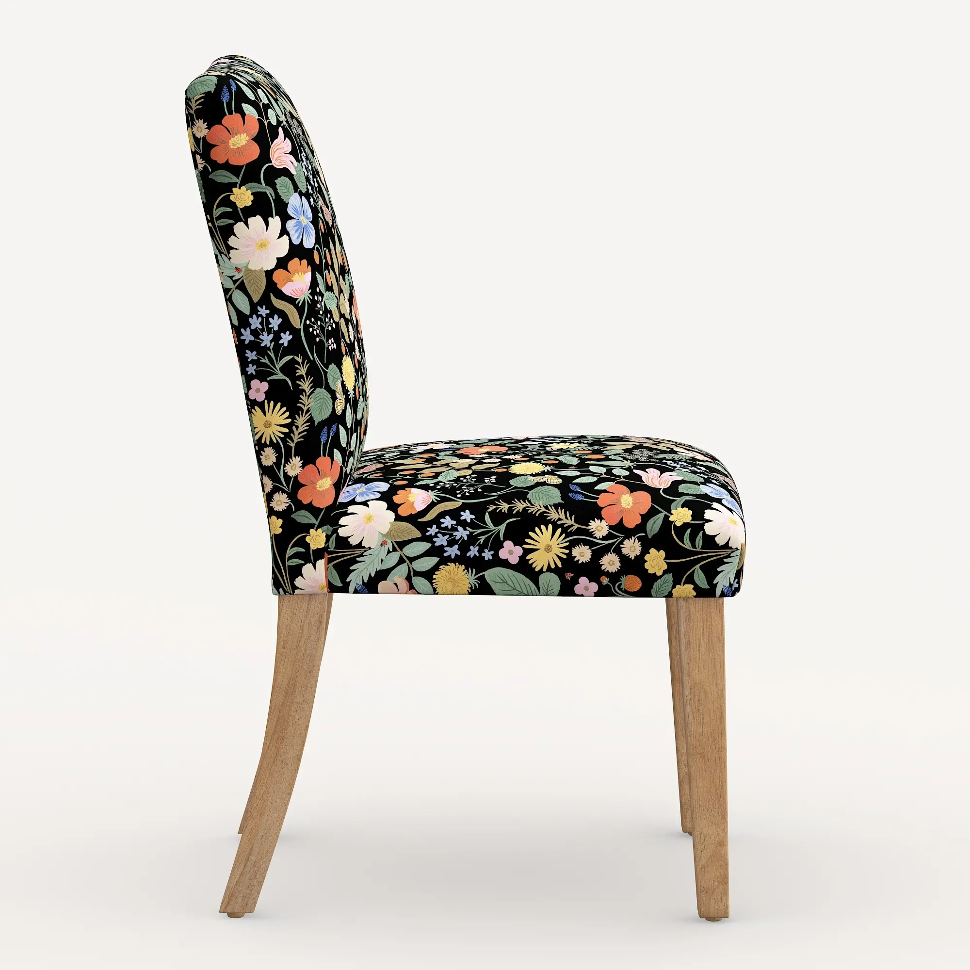 63-6NATRPCSTFLBLKLCB Rifle Paper Co. Black Strawberry Fields Dining Chair-2