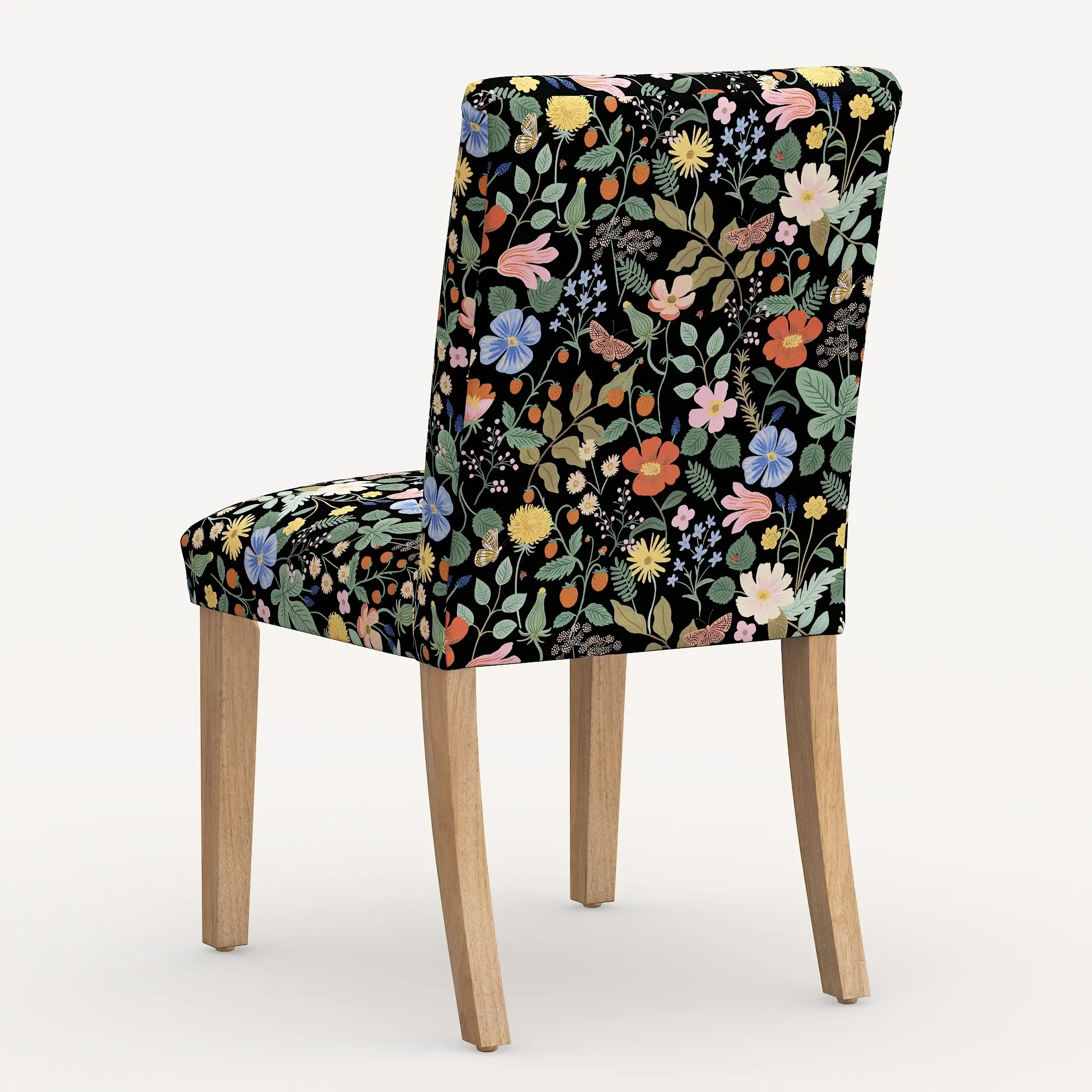 63-6NATRPCSTFLBLKLCB Rifle Paper Co. Black Strawberry Fields Dining Chair-3