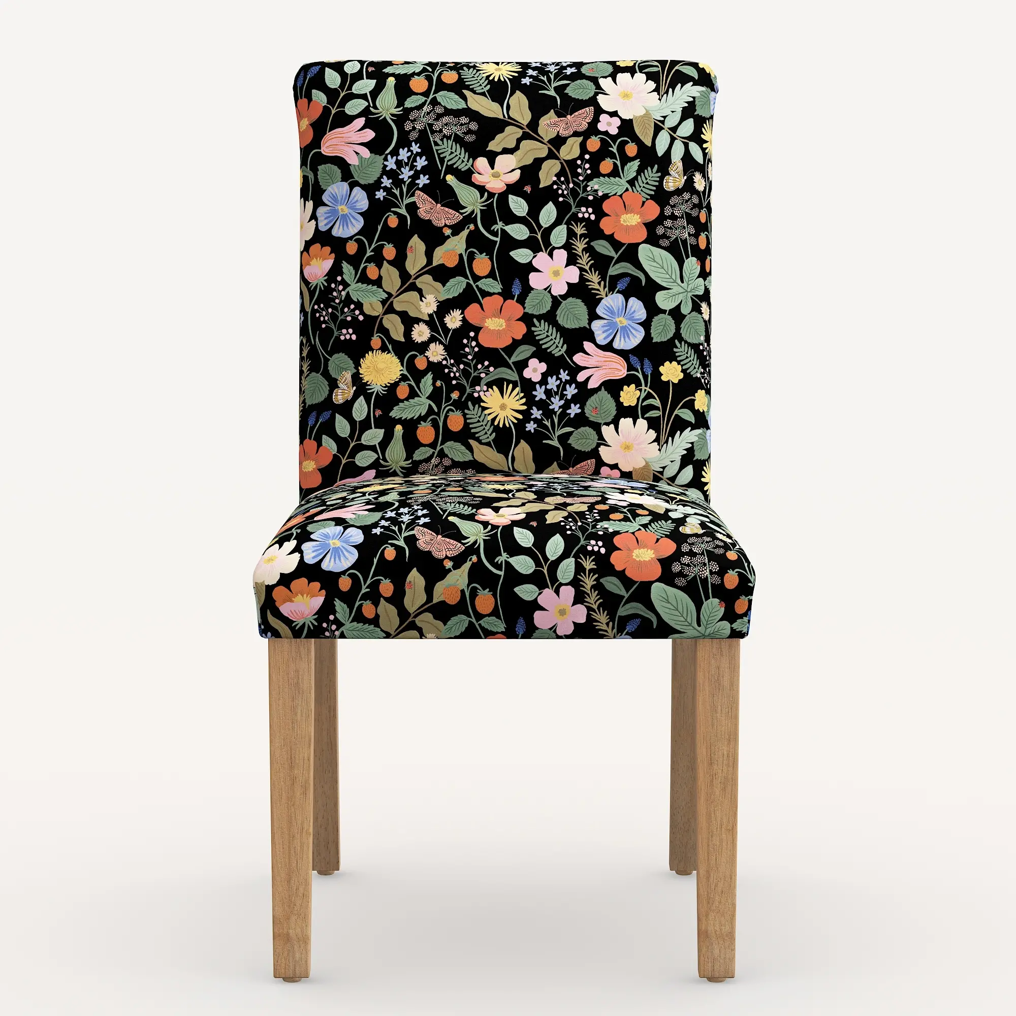 63-6NATRPCSTFLBLKLCB Rifle Paper Co. Black Strawberry Fields Dining Chair-4