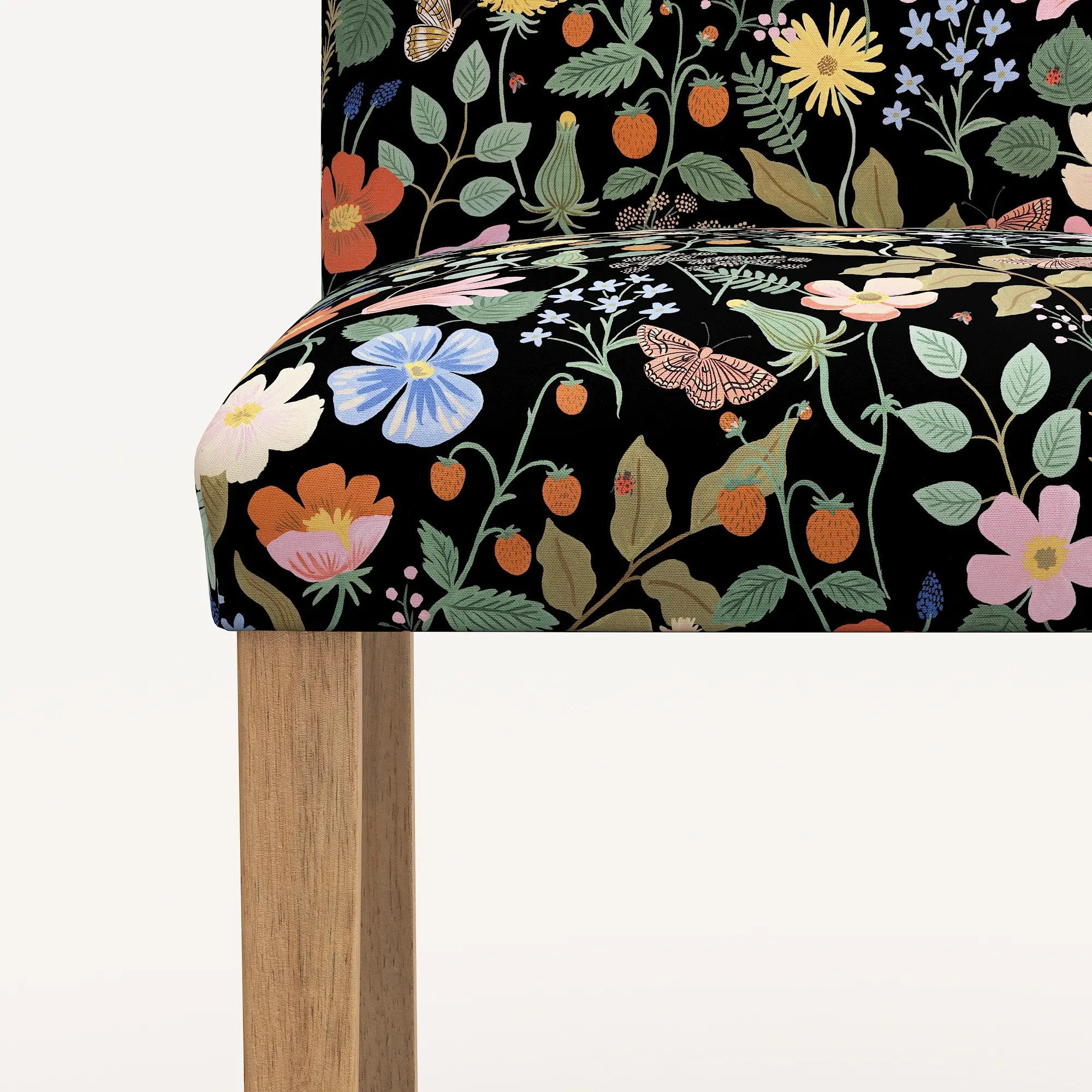 63-6NATRPCSTFLBLKLCB Rifle Paper Co. Black Strawberry Fields Dining Chair-5