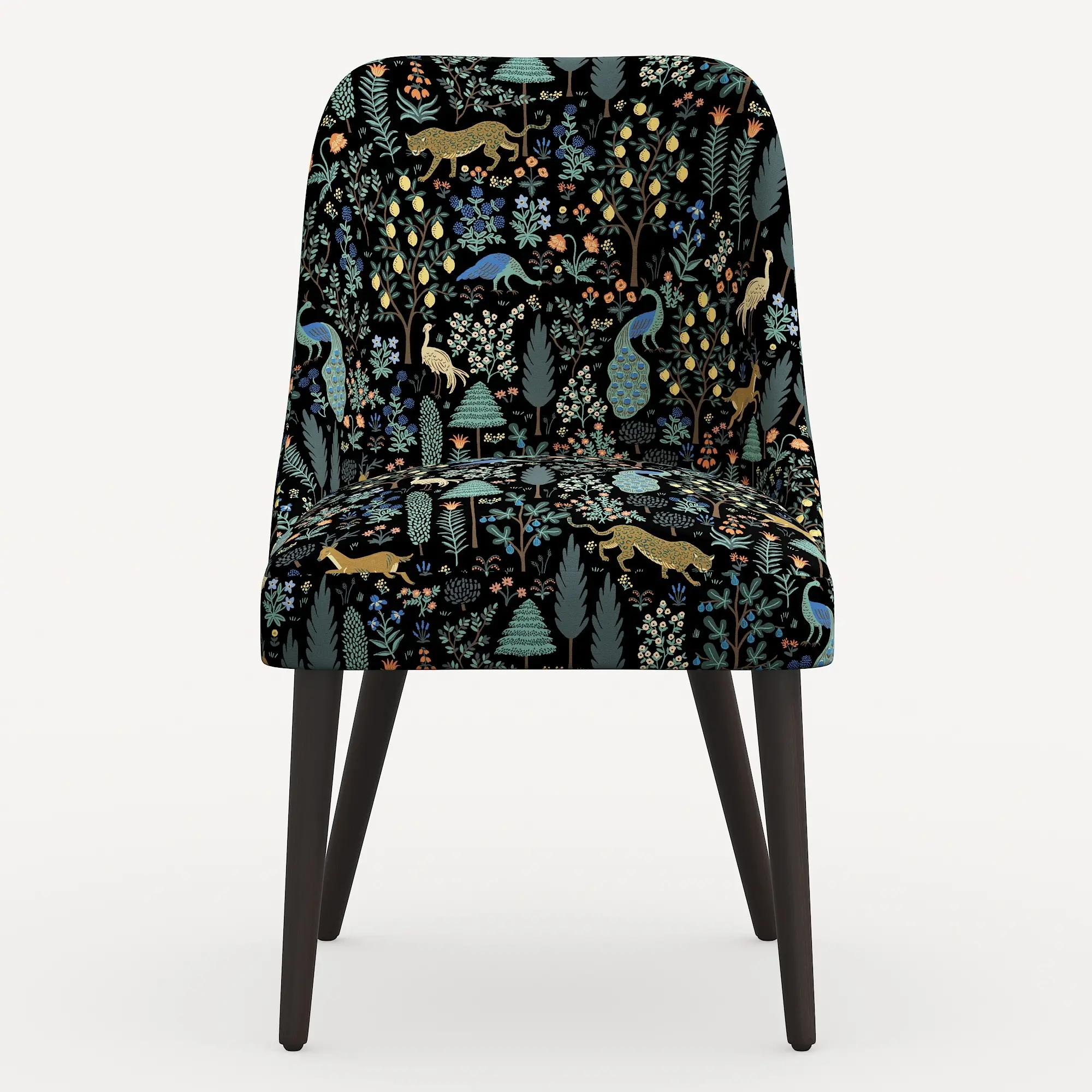 84-6RPCMNBLKLCB Rifle Paper Co. Clare Menagerie Black Dining Chair-3