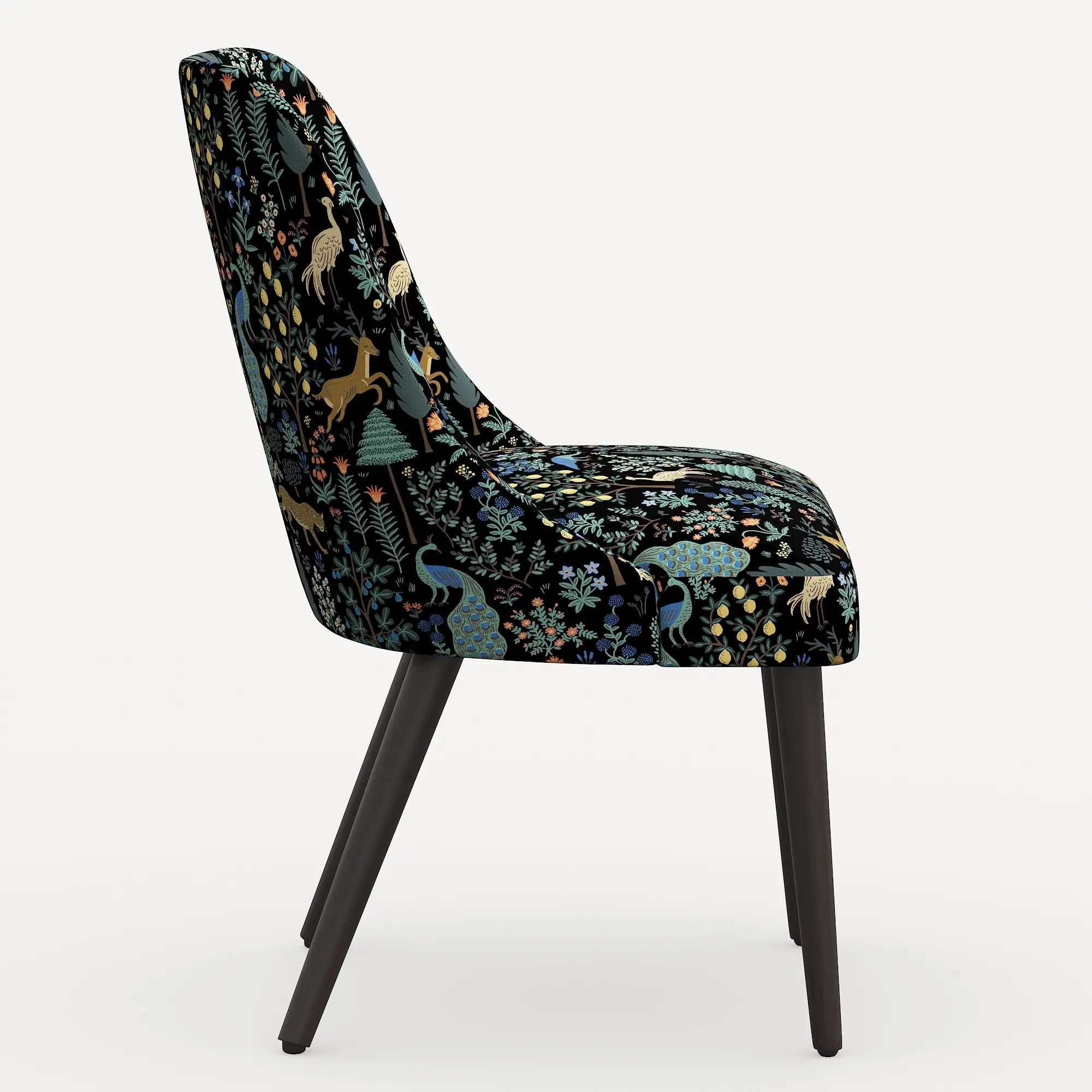 84-6RPCMNBLKLCB Rifle Paper Co. Clare Menagerie Black Dining Chair-4