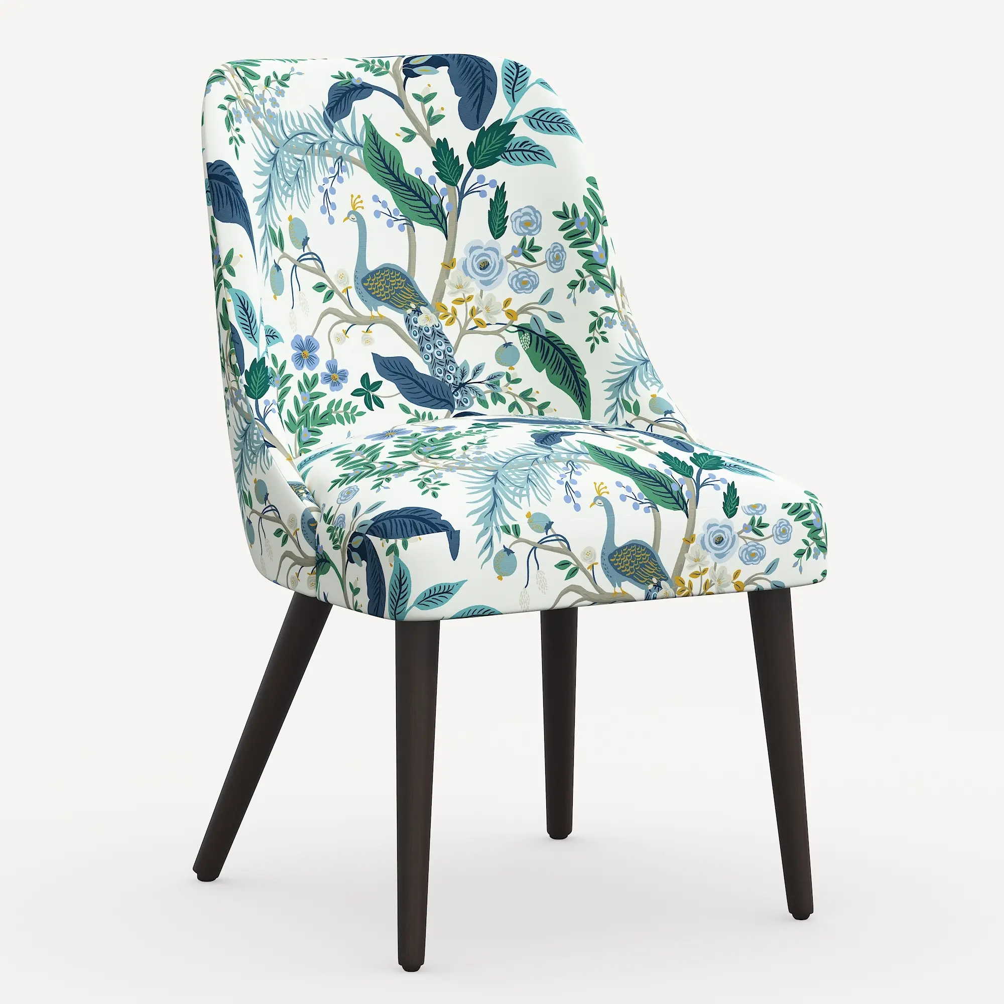 84-6RPCPCBLWHLCB Rifle Paper Co. Clare Blue Peacock Dining Chair-1