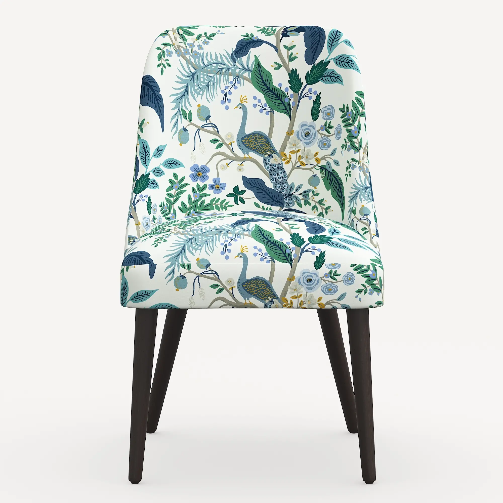 84-6RPCPCBLWHLCB Rifle Paper Co. Clare Blue Peacock Dining Chair-3