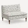 2206RPCAVBLKCRMLCB Rifle Paper Co. Louie Aviary Cream & Black Armless Loveseat