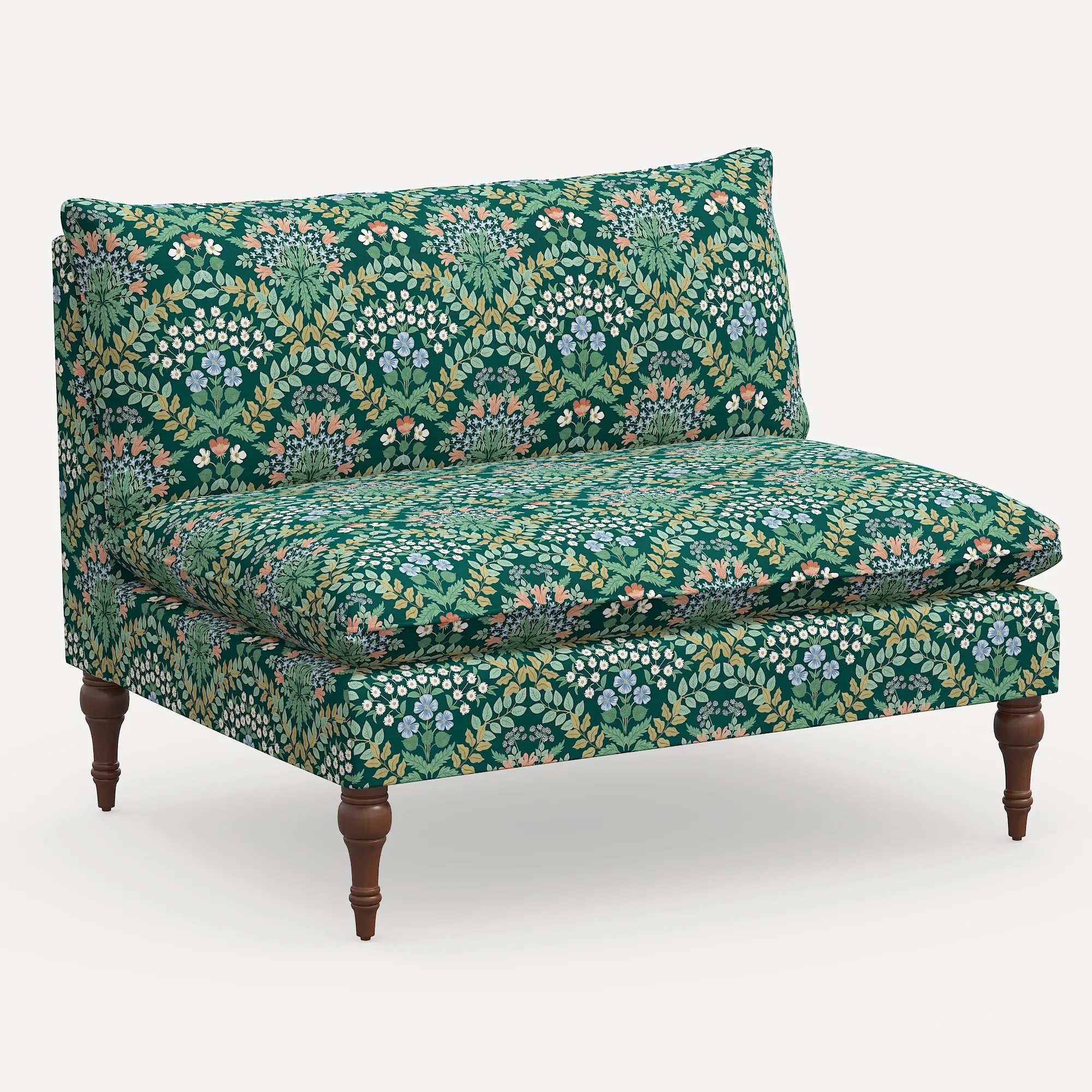 2206RPCBREMRLCB Rifle Paper Co. Louie Bramble Emerald Armless Loveseat-2