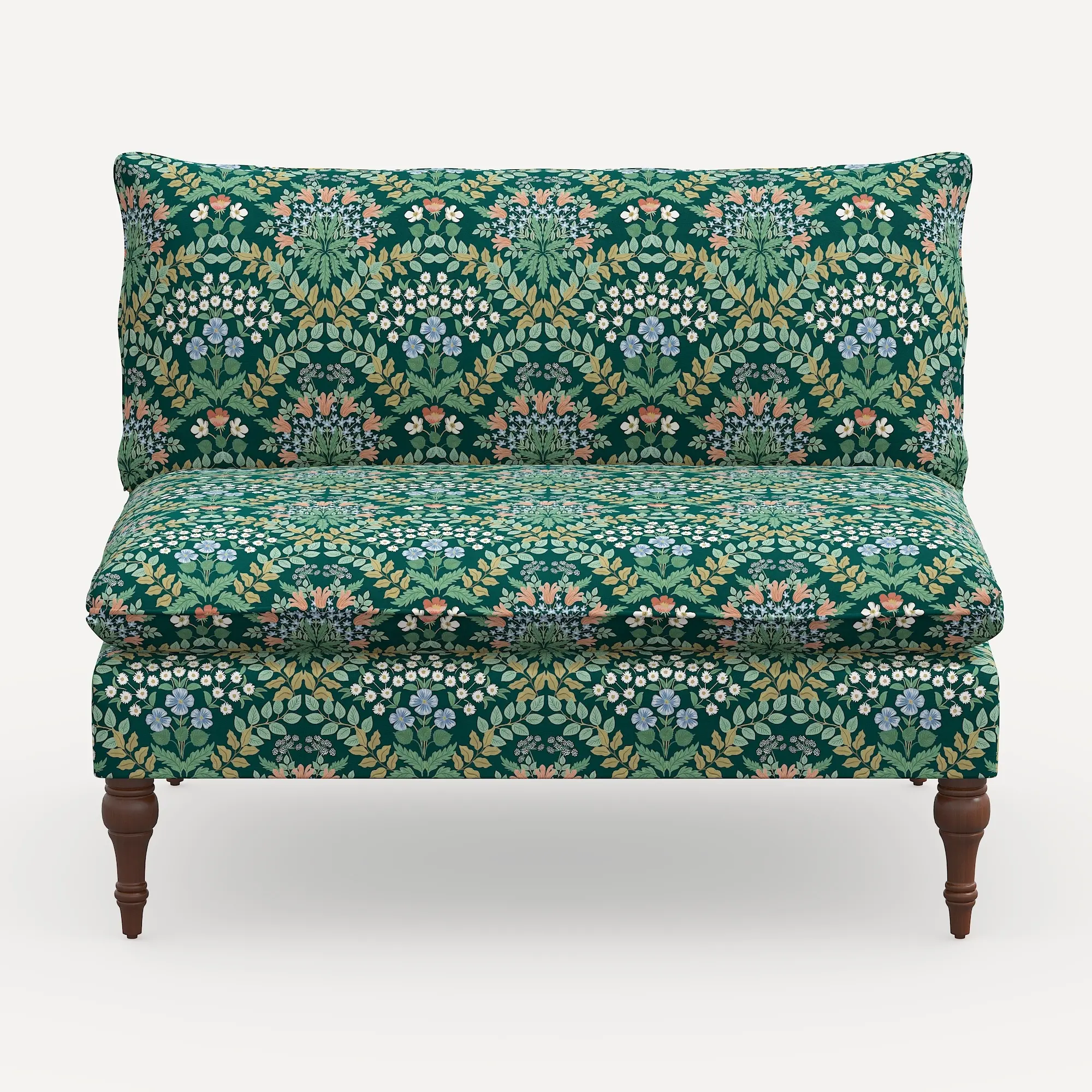 2206RPCBREMRLCB Rifle Paper Co. Louie Bramble Emerald Armless Loveseat-1