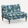 2206RPCGRPRBLULCB Rifle Paper Co. Louie Garden Party Blue Armless Loveseat