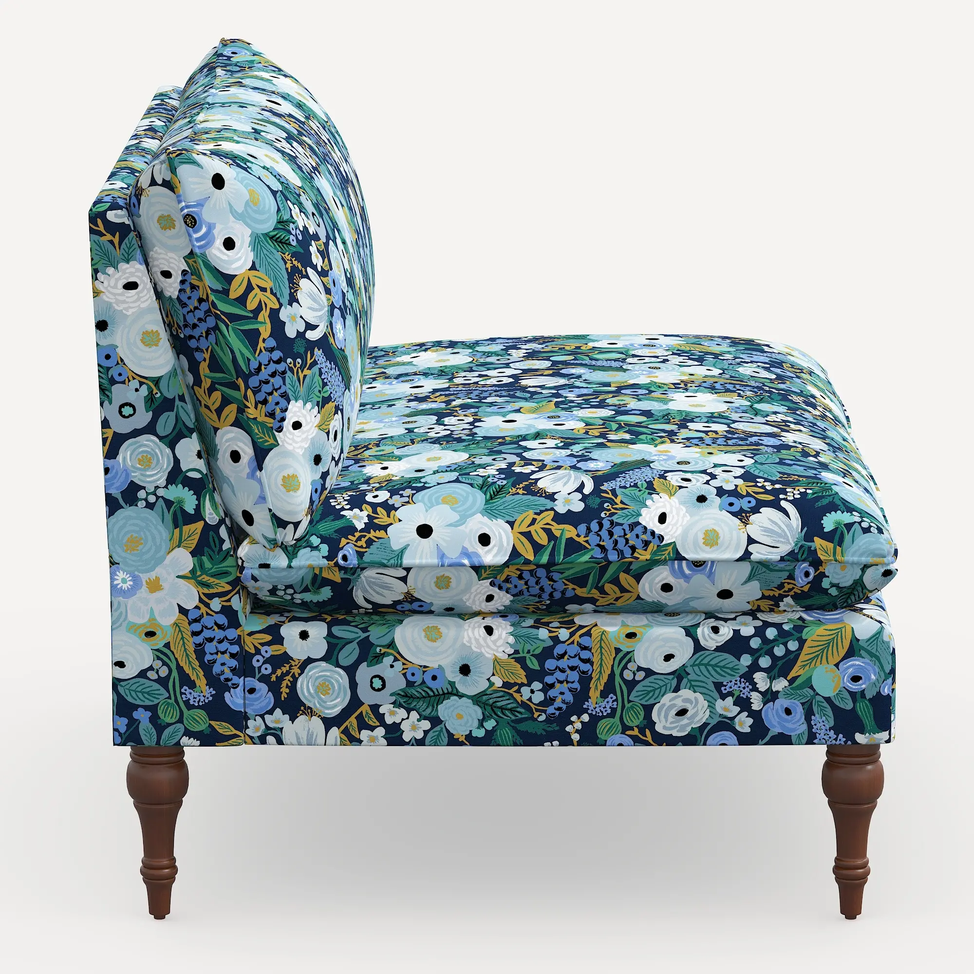 2206RPCGRPRBLULCB Rifle Paper Co. Louie Garden Party Blue Armless Loveseat-3