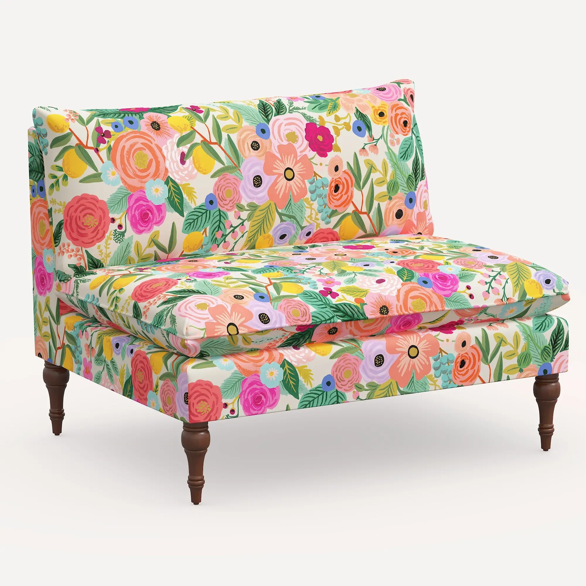 2206RPCGRPRTLCB Rifle Paper Co. Louie Garden Party Pink Armless Loveseat-2