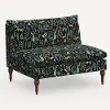 2206RPCMNBLKLCB Rifle Paper Co. Louie Menagerie Black Armless Loveseat