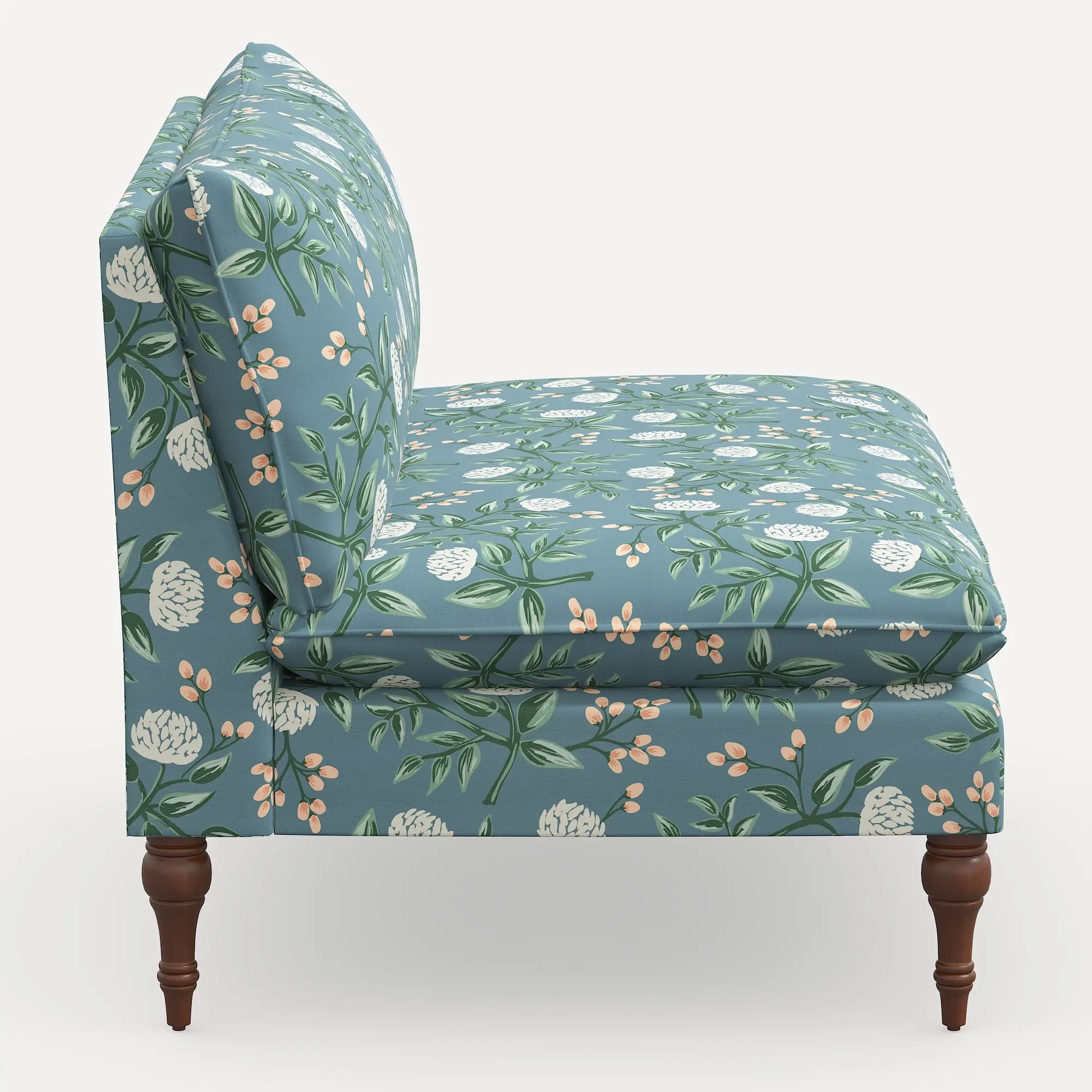 2206RPCPNEMRLCB Rifle Paper Co. Louie Emerald Peonies Armless Loveseat-3