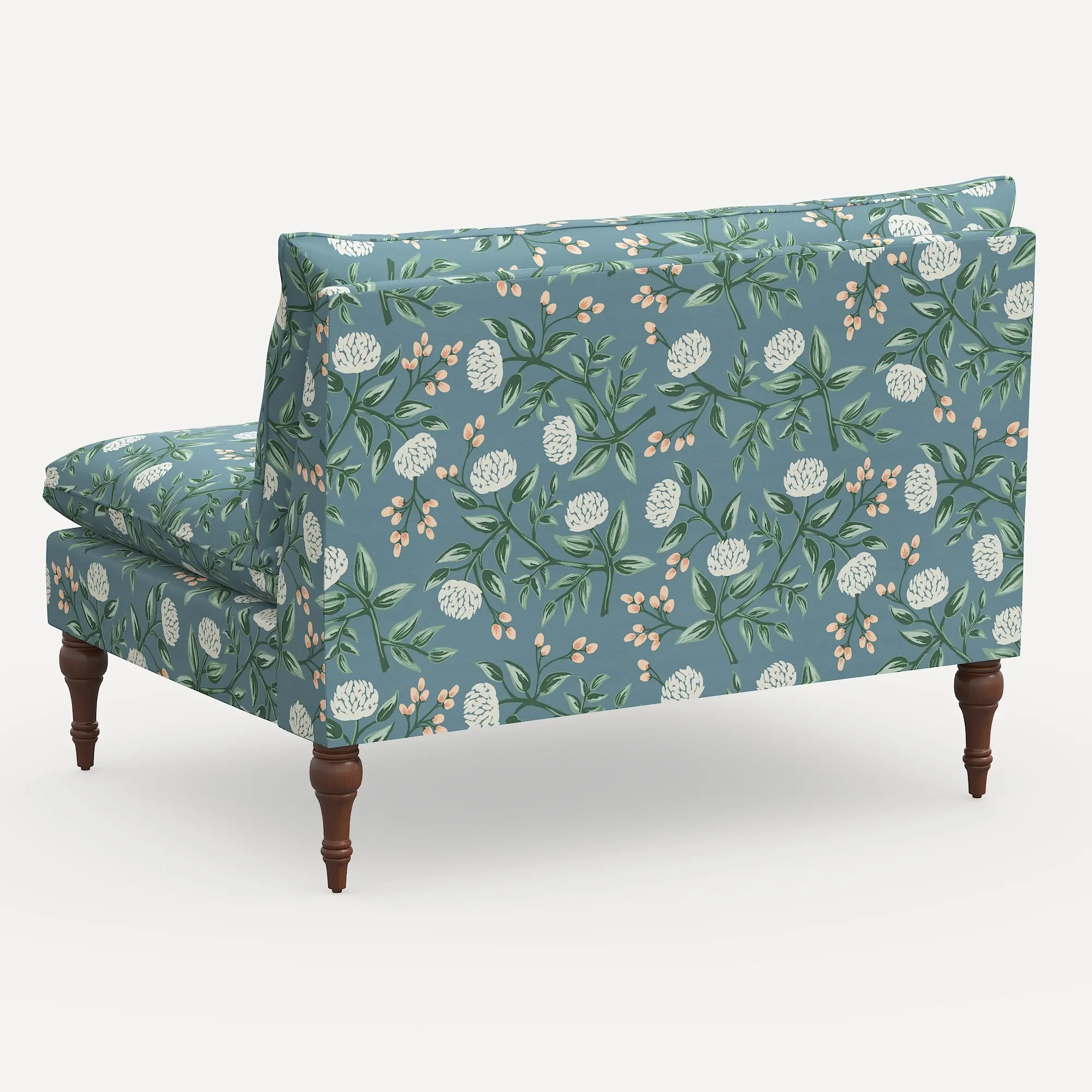 2206RPCPNEMRLCB Rifle Paper Co. Louie Emerald Peonies Armless Loveseat-4