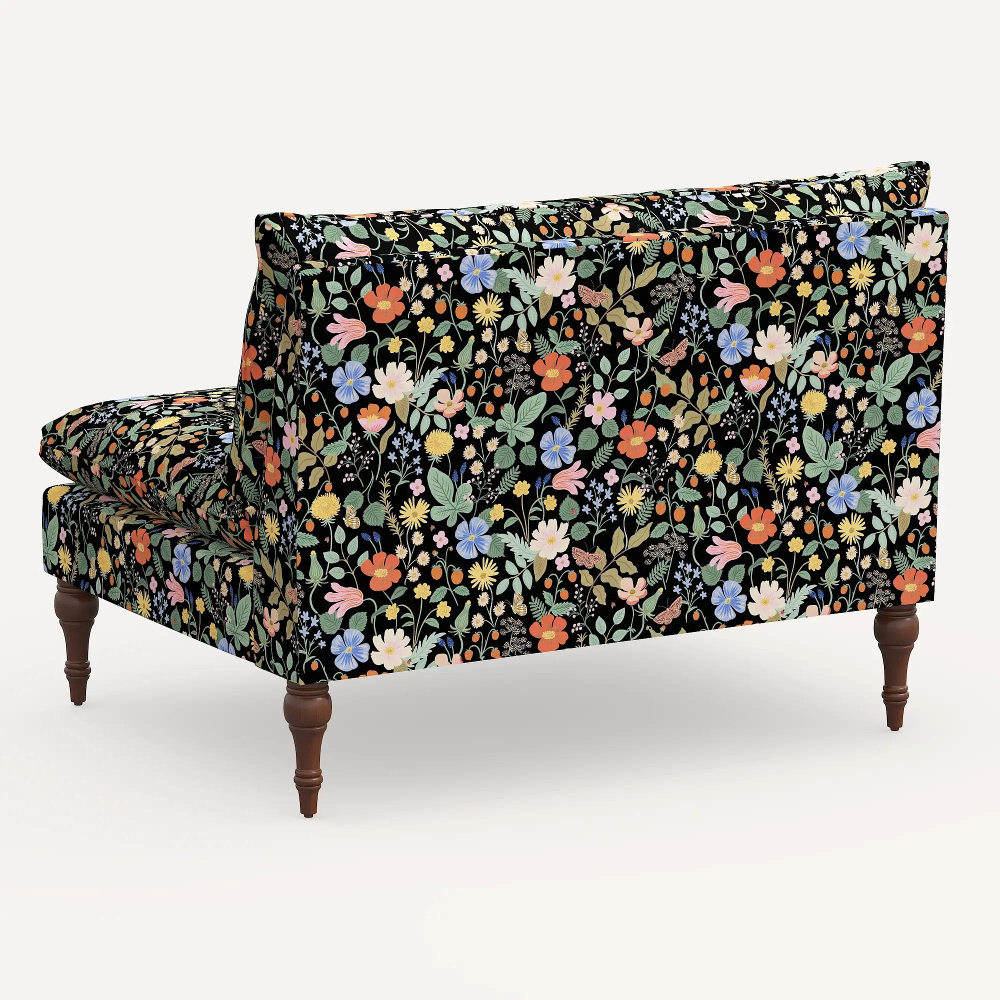 2206RPCSTFLBLKLCB Rifle Paper Co. Louie Black Strawberry Fields Armless Loveseat-4