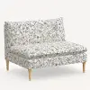 3206NATRPCAVBLKCRMLCB Rifle Paper Co. Louie Cream & Black Armless Loveseat