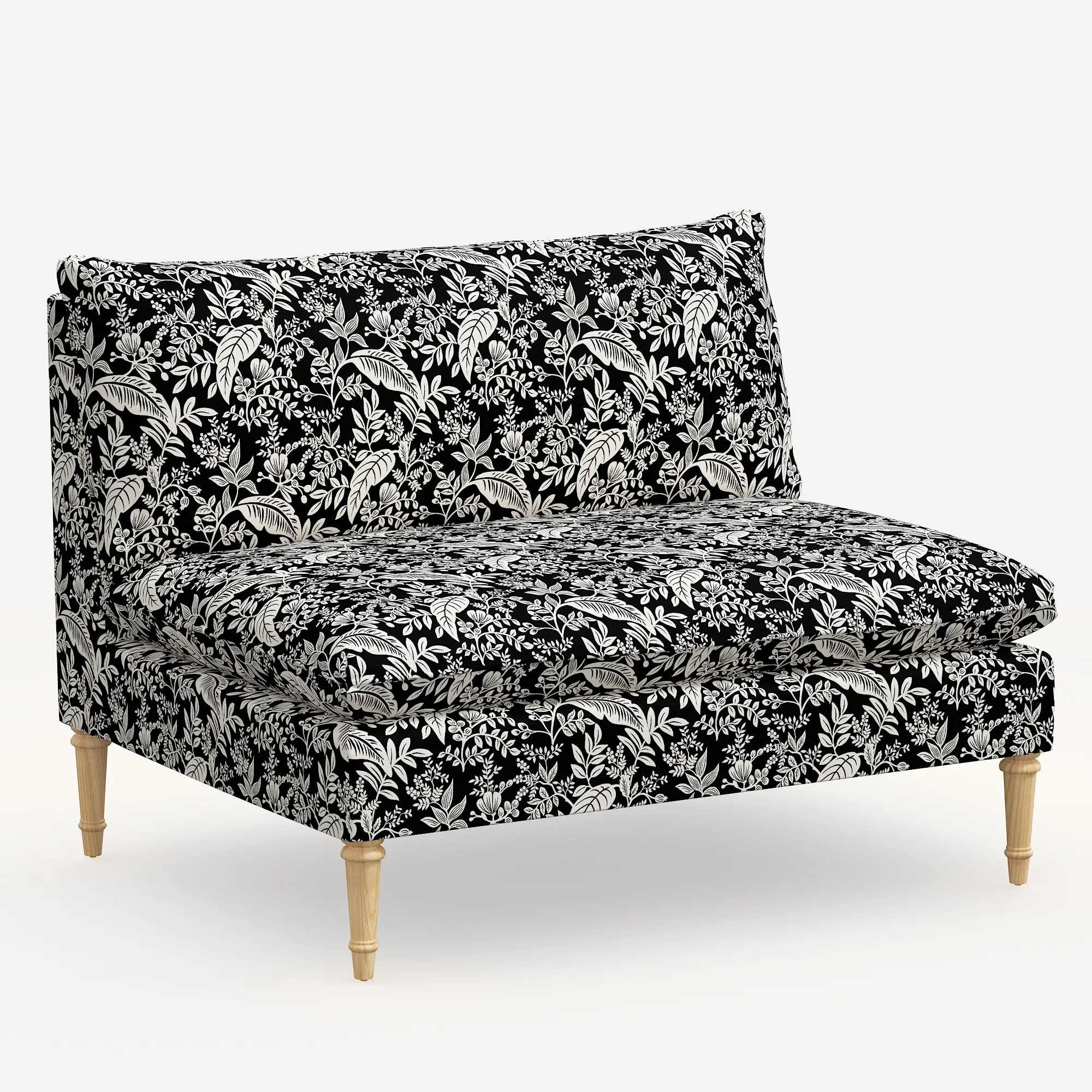 3206NATRPCCNBLCRMLCB Rifle Paper Co. Louie Canopy Black & Cream Armless Loveseat-2