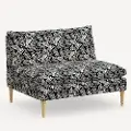 3206NATRPCCNBLCRMLCB Rifle Paper Co. Louie Canopy Black & Cream Armless Loveseat