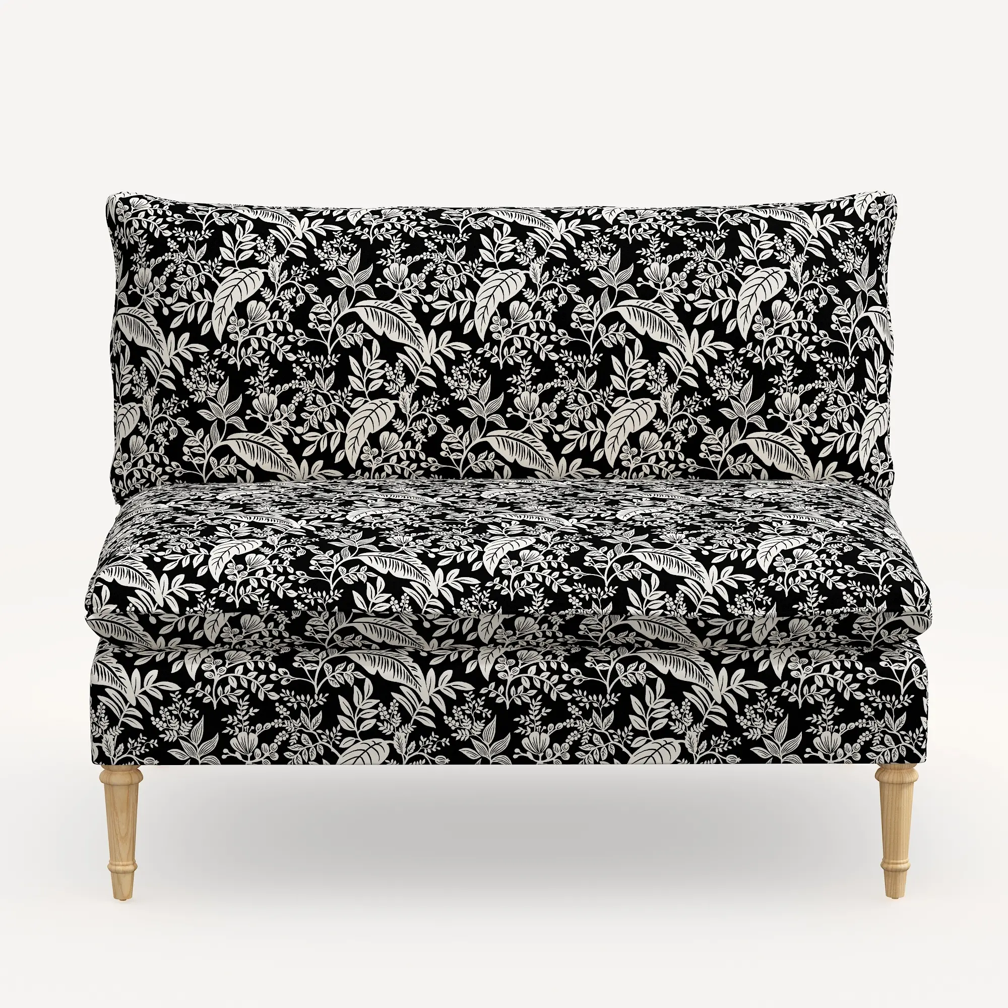 3206NATRPCCNBLCRMLCB Rifle Paper Co. Louie Canopy Black & Cream Armless Loveseat-1