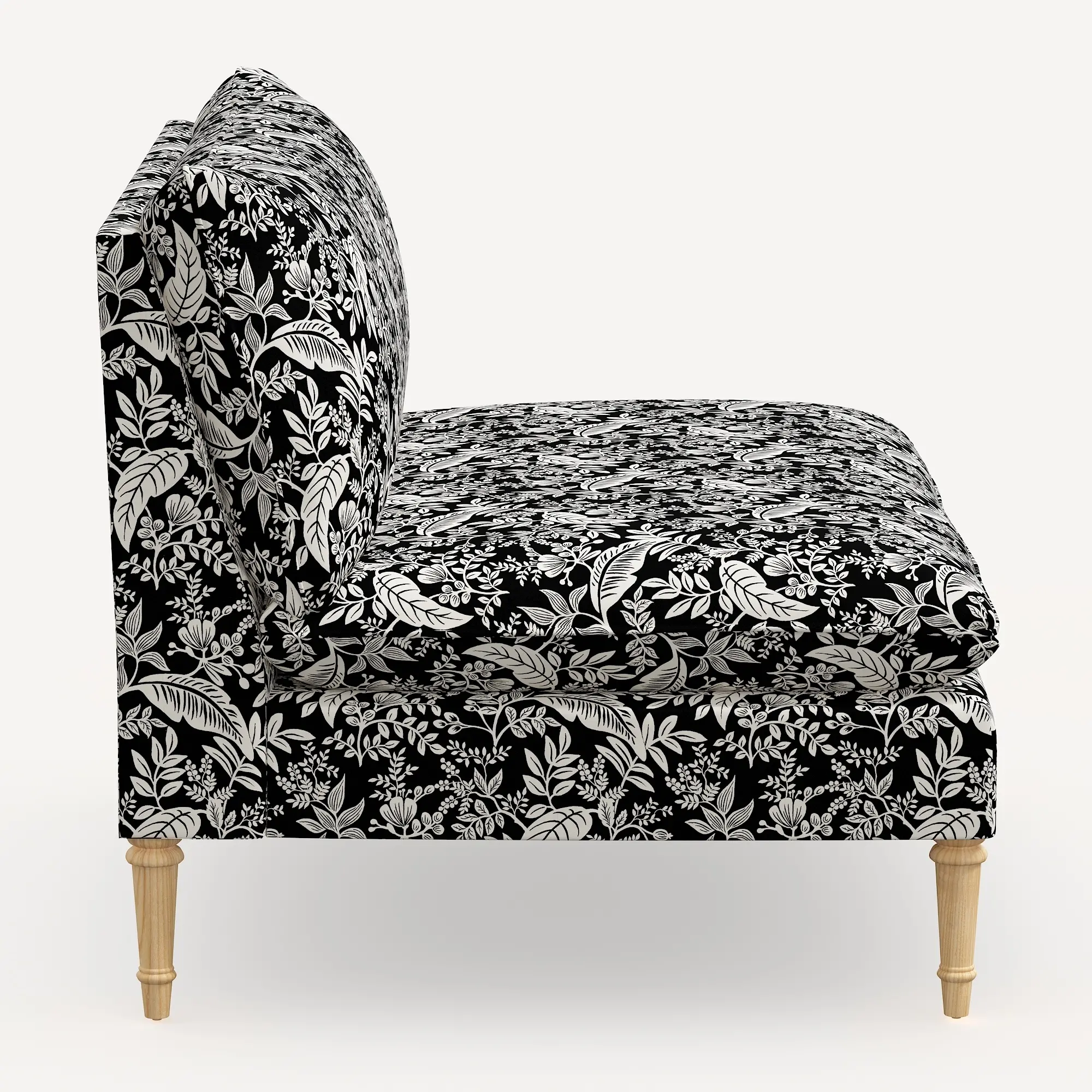 3206NATRPCCNBLCRMLCB Rifle Paper Co. Louie Canopy Black & Cream Armless Loveseat-3