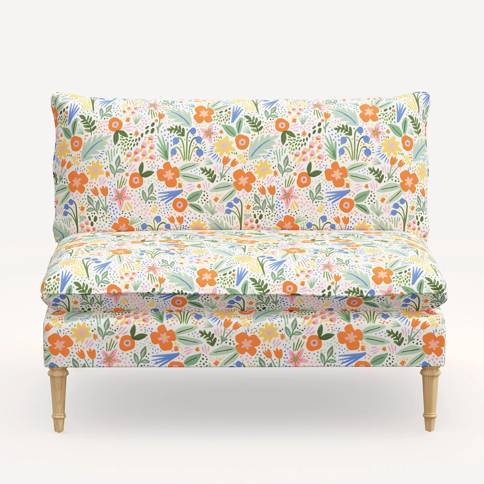 3206NATRPCMRMLTLCB Rifle Paper Co. Louie Multi Color Floral Armless Loveseat-1