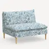 3206NATRPCPMBLULCB Rifle Paper Co. Louie Blue Pomegranate Armless Loveseat