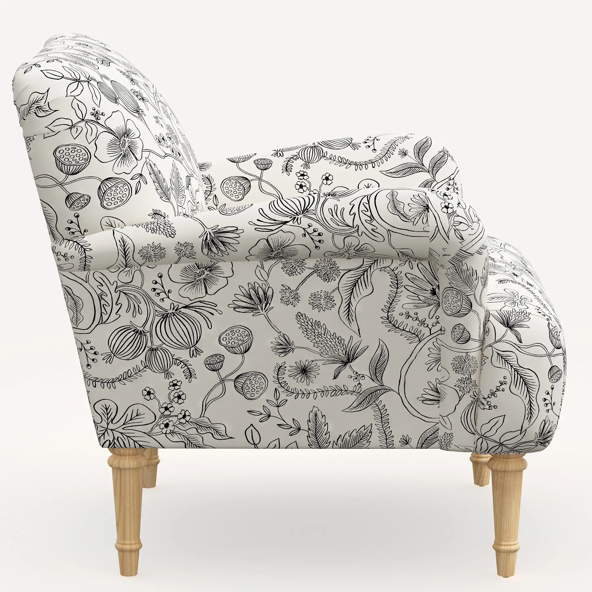 9405NATRPCAVBLKCRMLCB Rifle Paper Co. Bristol Aviary Cream & Black Accent Chair-3