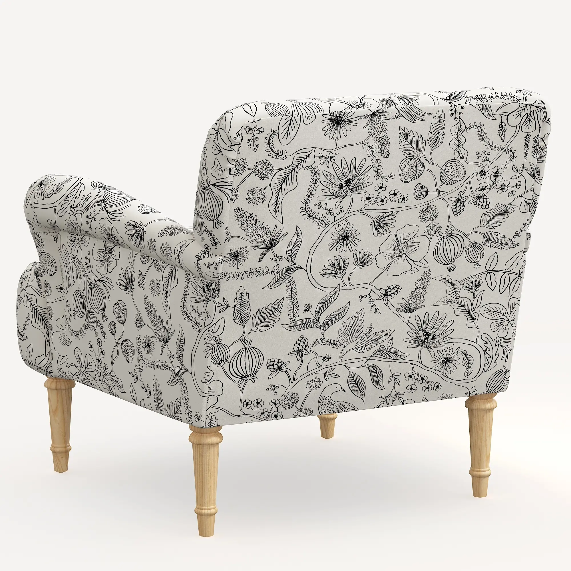9405NATRPCAVBLKCRMLCB Rifle Paper Co. Bristol Aviary Cream & Black Accent Chair-4