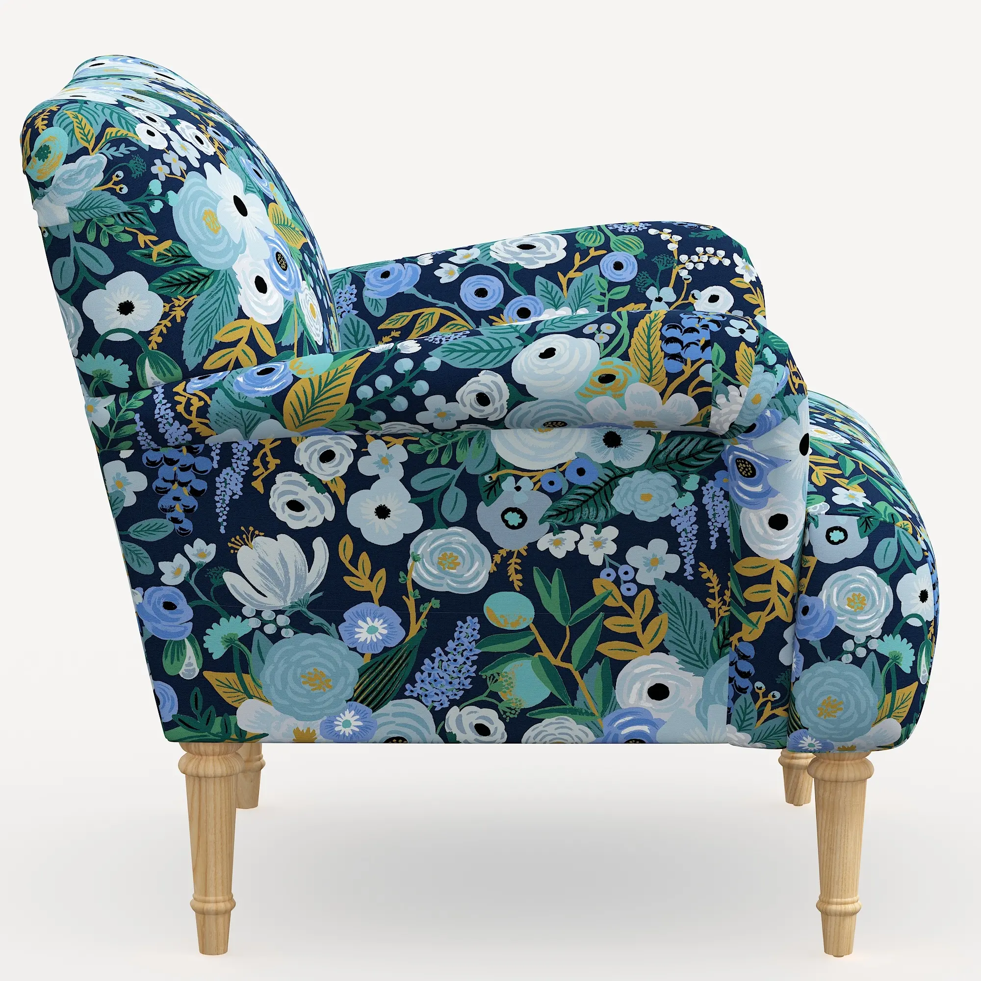 9405NATRPCGRPRBLULCB Rifle Paper Co. Bristol Garden Party Blue Accent Chair-3