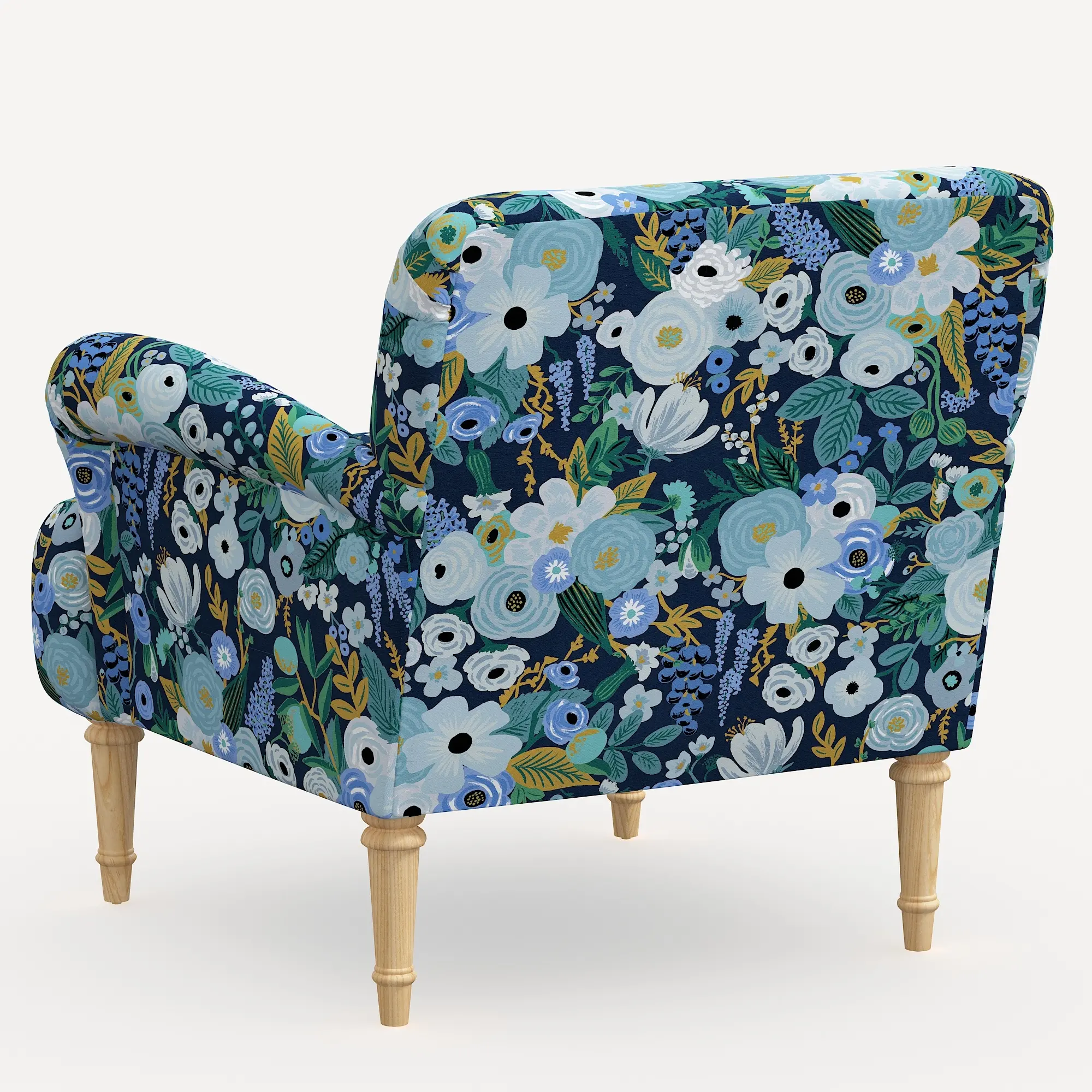 9405NATRPCGRPRBLULCB Rifle Paper Co. Bristol Garden Party Blue Accent Chair-4