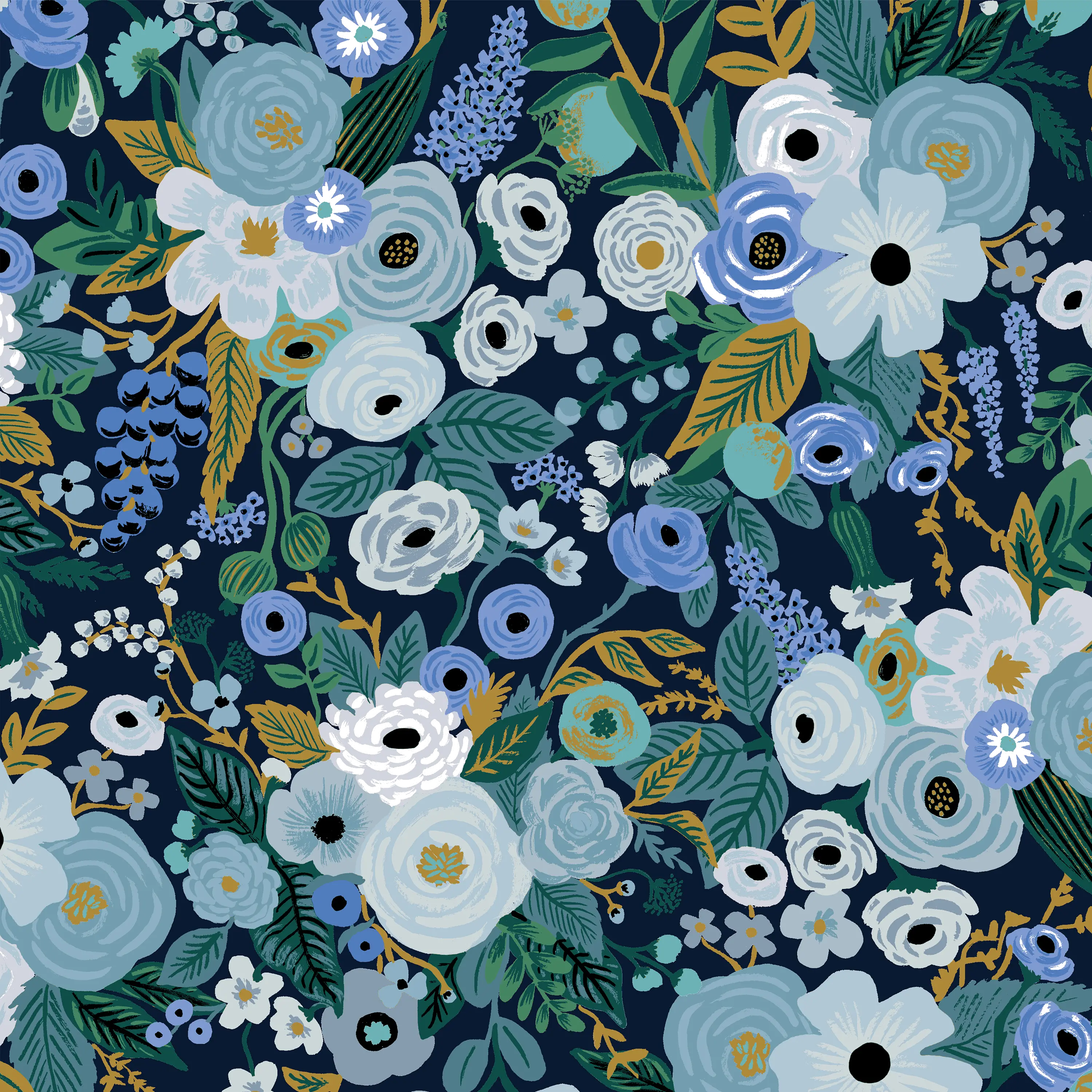9405NATRPCGRPRBLULCB Rifle Paper Co. Bristol Garden Party Blue Accent Chair-6