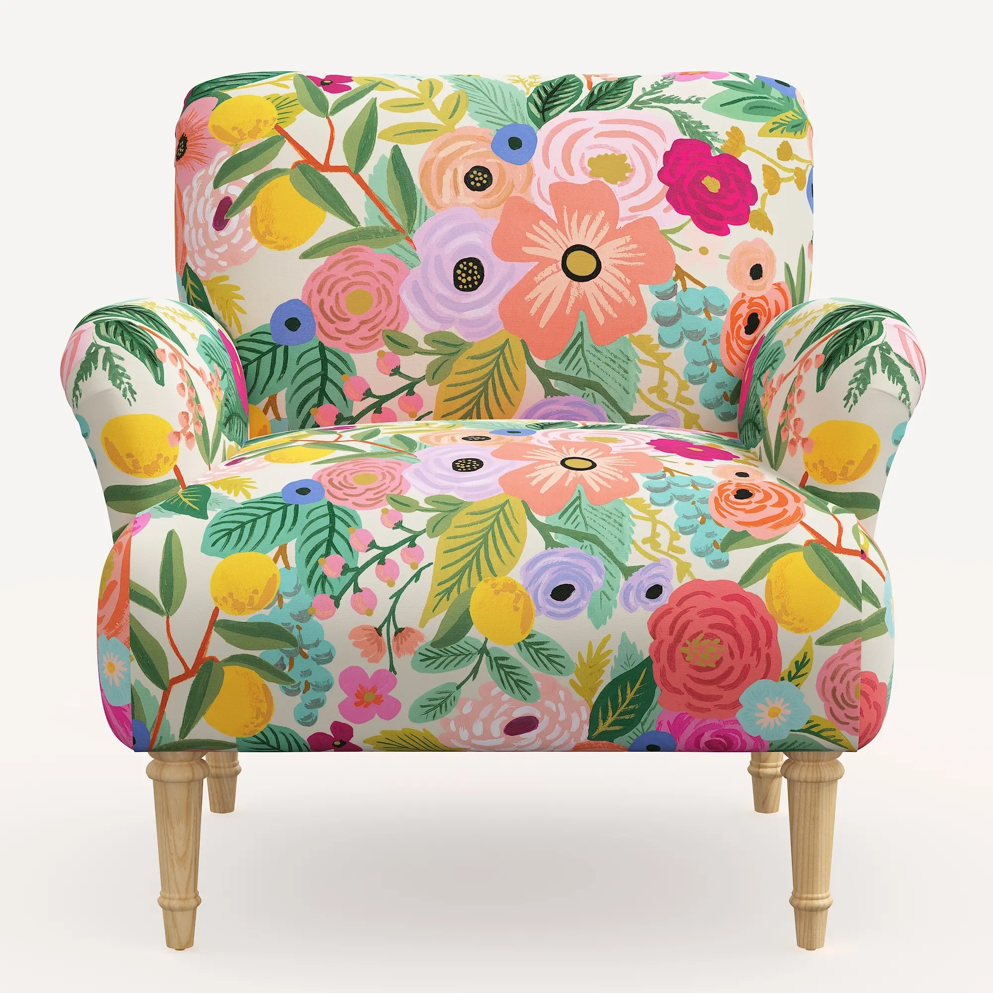 9405NATRPCGRPRTLCB Rifle Paper Co. Bristol Garden Party Pink Accent Chair-2