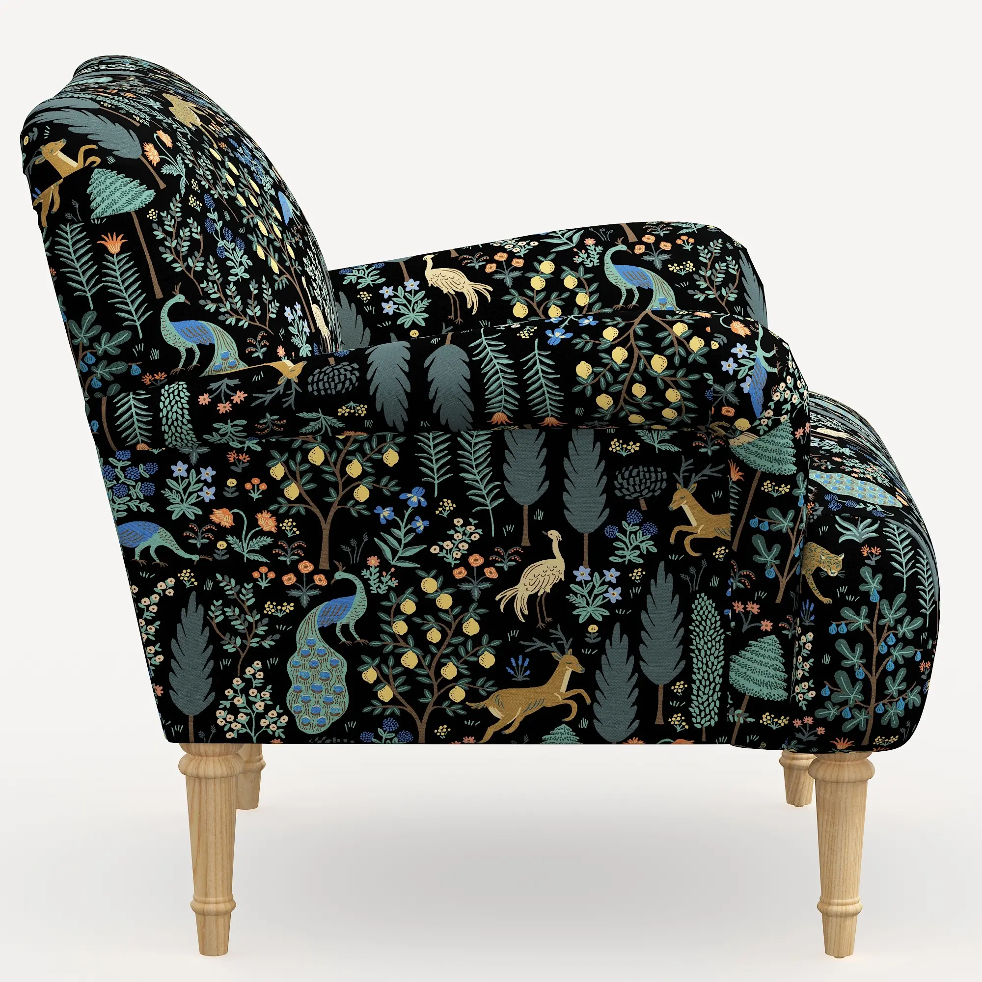 9405NATRPCMNBLKLCB Rifle Paper Co. Bristol Menagerie Black Accent Chair-3