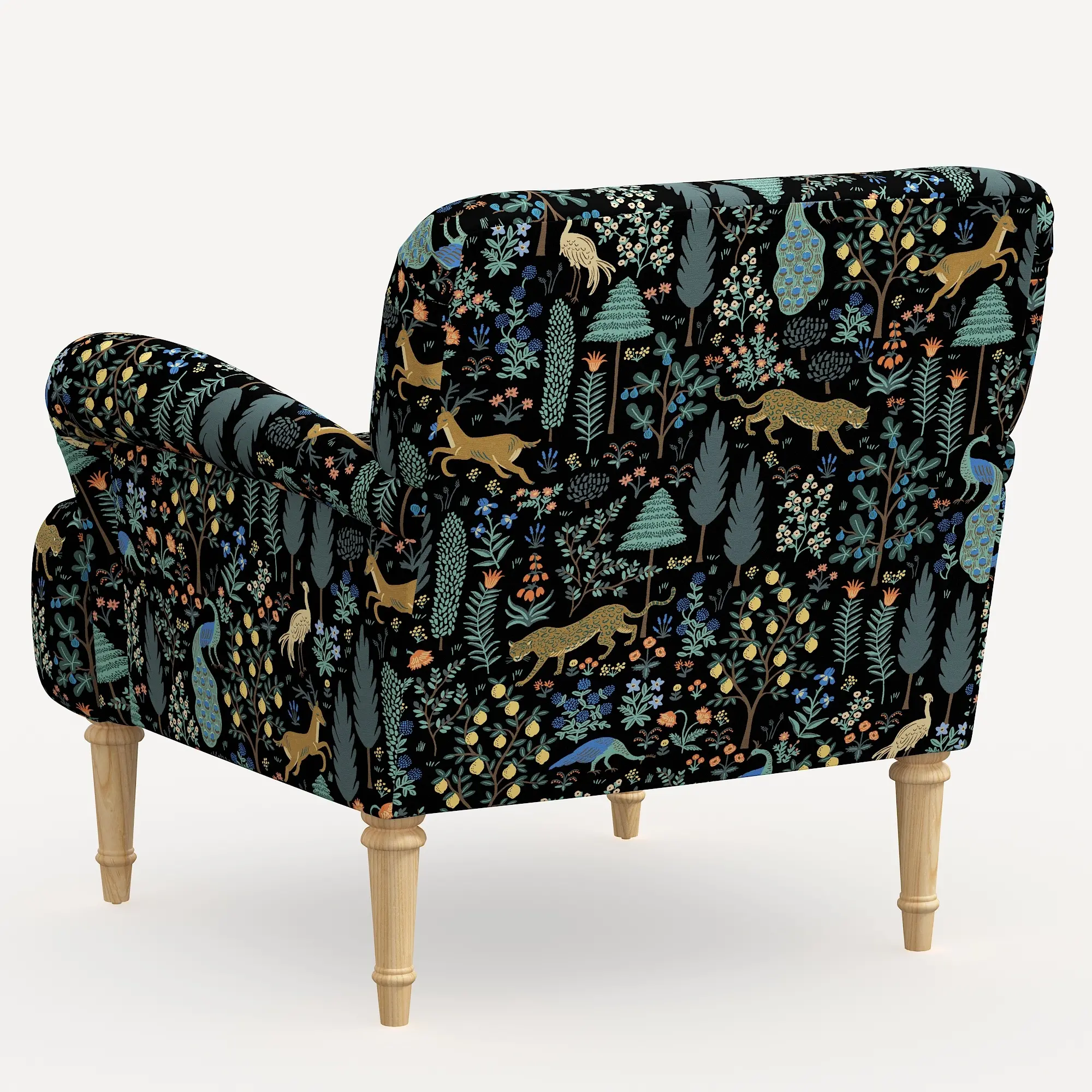 9405NATRPCMNBLKLCB Rifle Paper Co. Bristol Menagerie Black Accent Chair-4