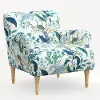 9405NATRPCPCBLWHLCB Rifle Paper Co. Bristol Blue Peacock Accent Chair