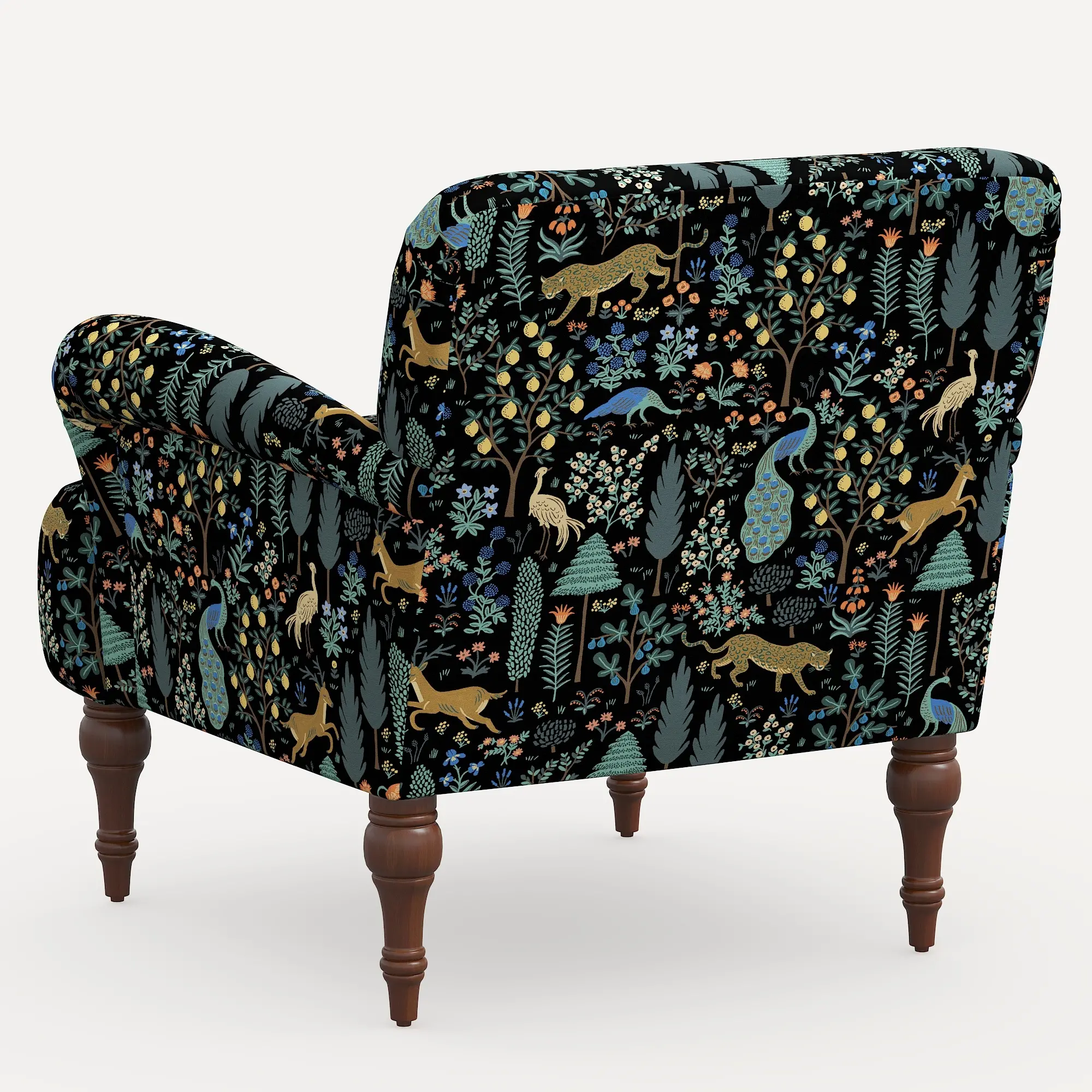 9305RPCMNBLKLCB Rifle Paper Co. Bristol Black Menagerie Accent Chair-4