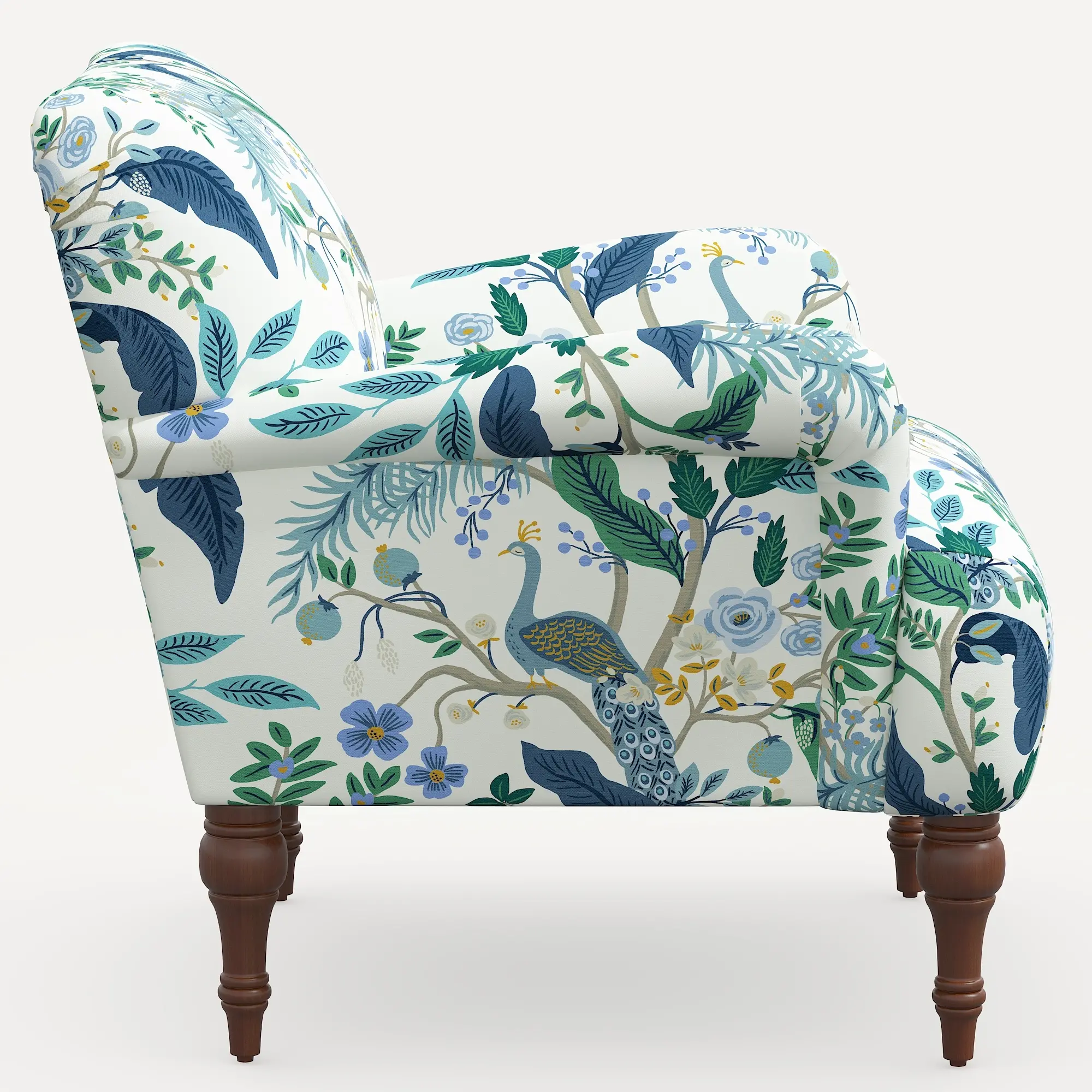 9305RPCPCBLWHLCB Rifle Paper Co. Bristol Blue Peacock Accent Chair-3