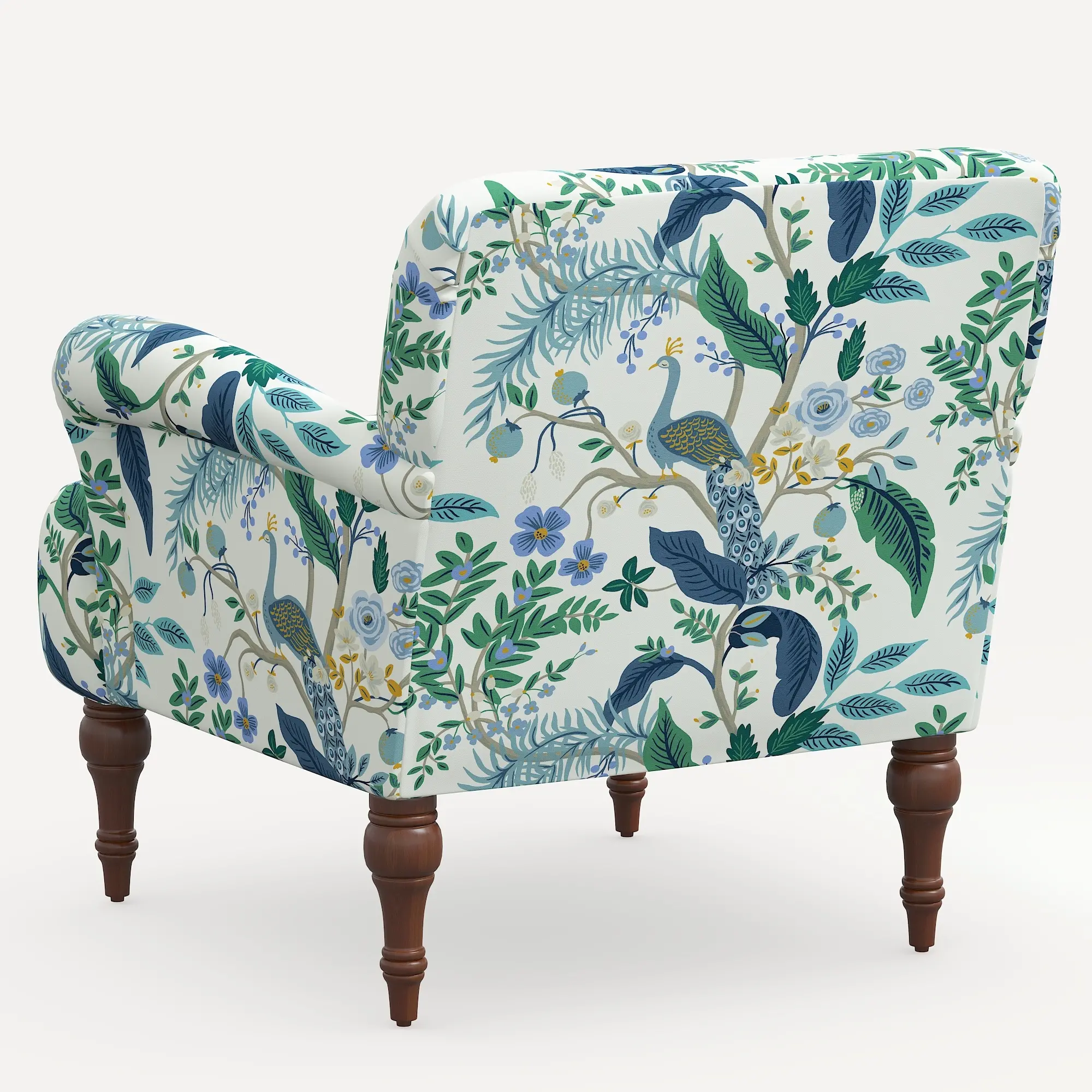 9305RPCPCBLWHLCB Rifle Paper Co. Bristol Blue Peacock Accent Chair-4